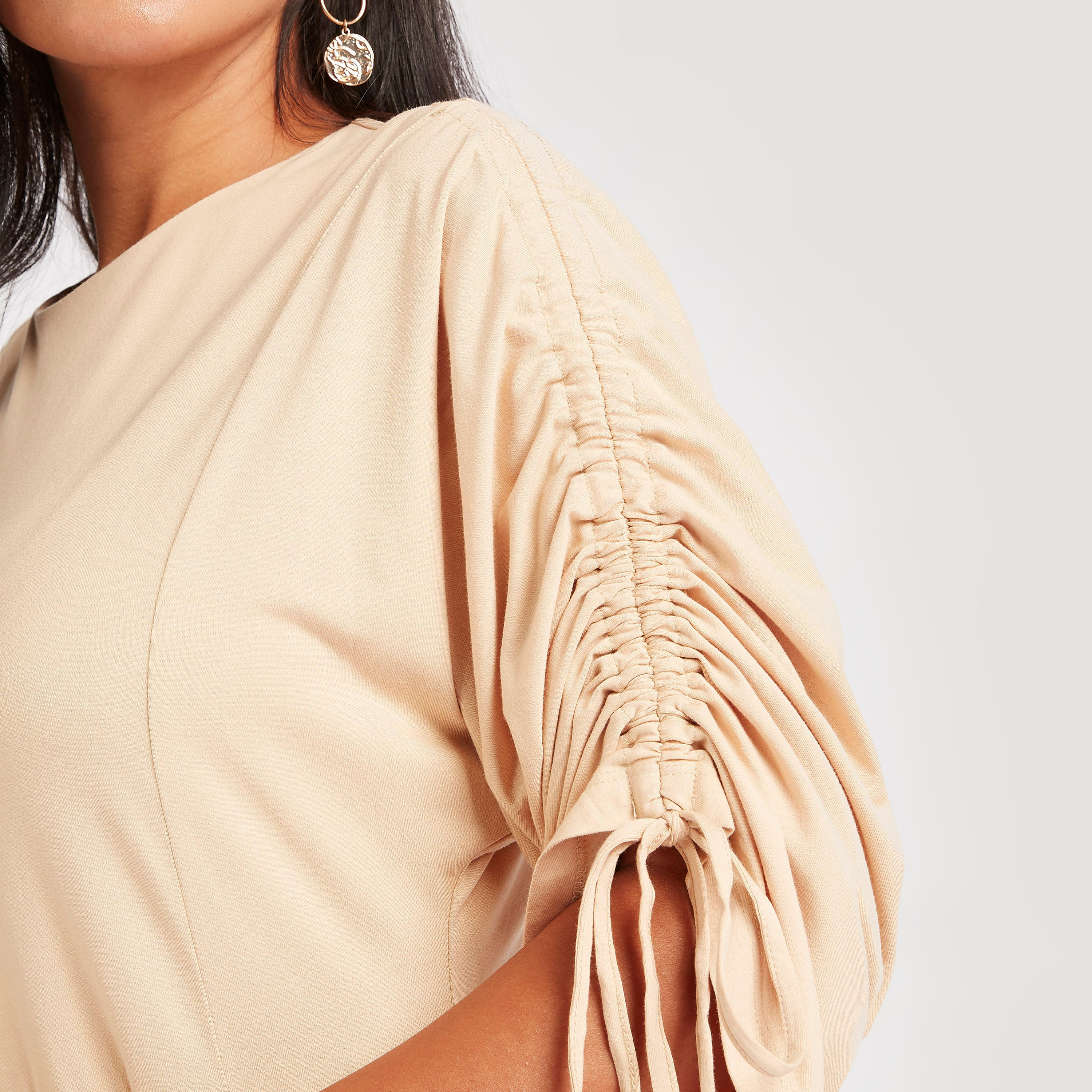 فستان ميدي إيه لاين سادة بكسرات وجيوب-women-clothing-dresses-image-3