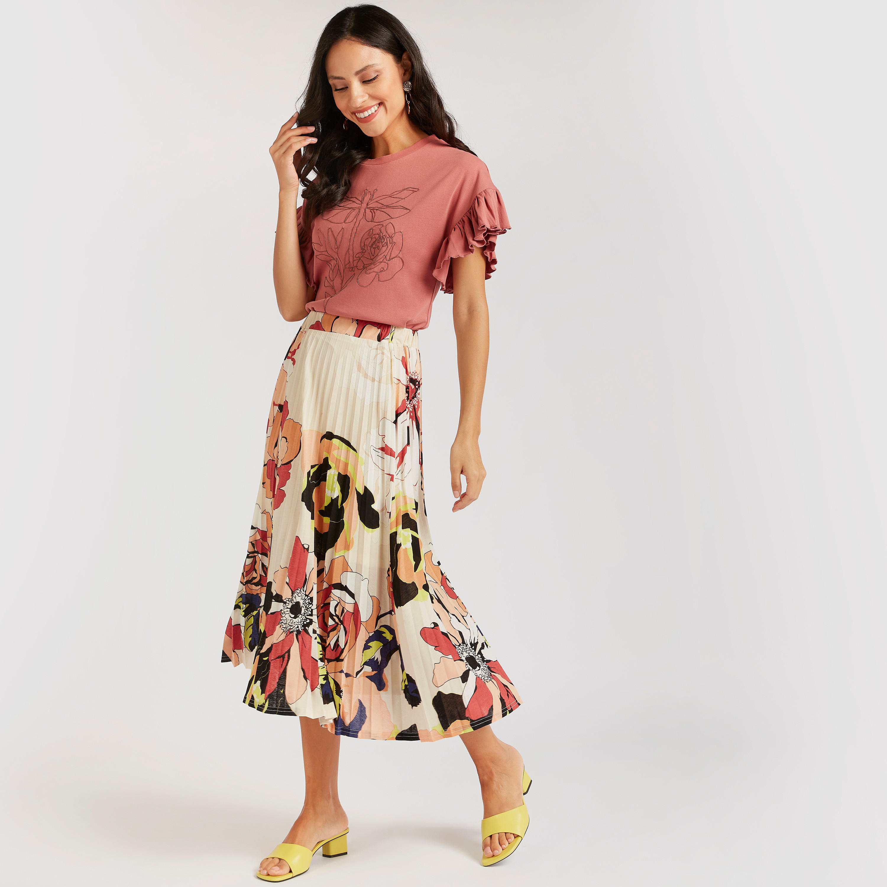 Embellished Crew Neck Top with Short Frill Sleeves-women-clothing-shirtsandblouses-blouses-image-2
