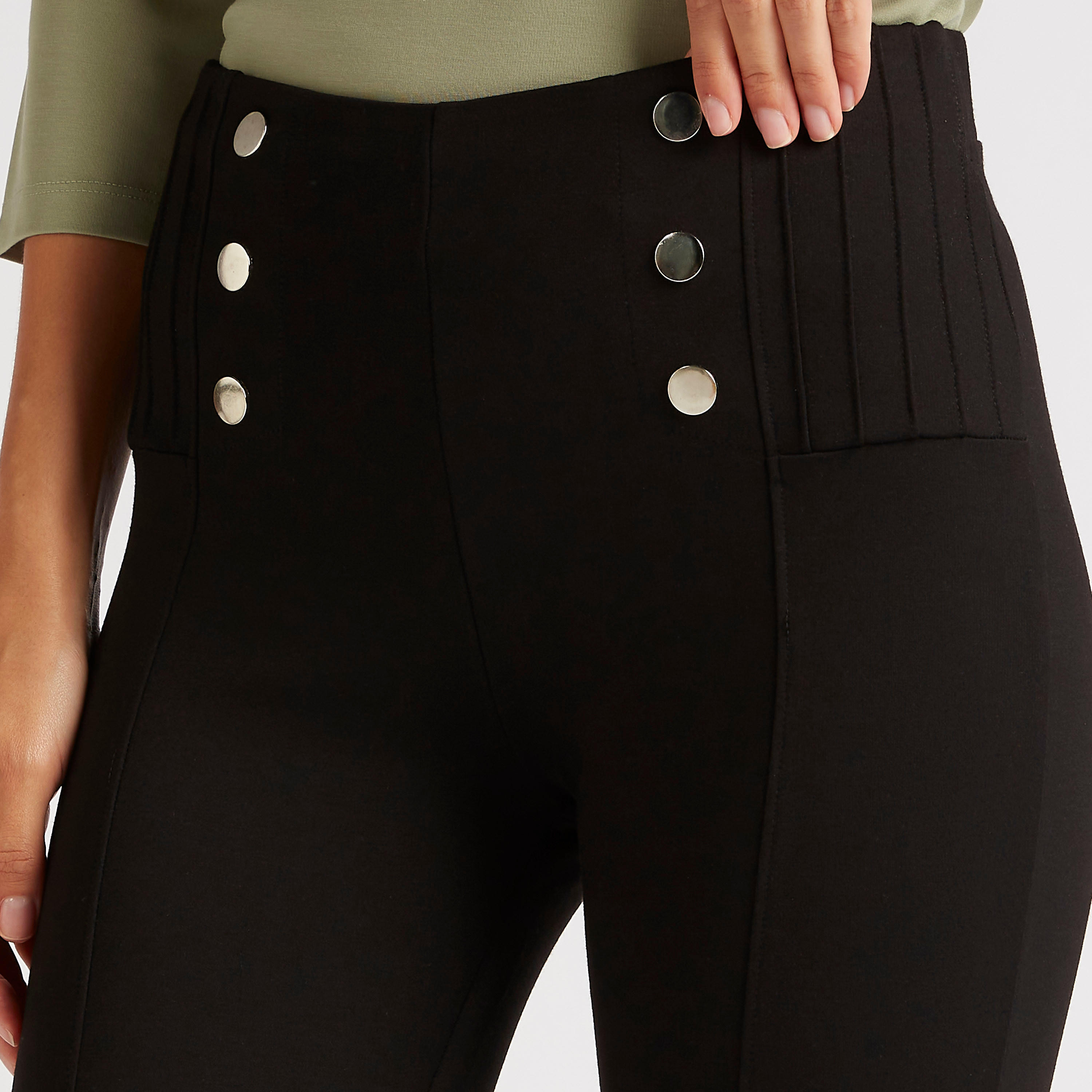 بنطلون بونتي سادة بأزرار-women-clothing-bottoms-trousers-image-2