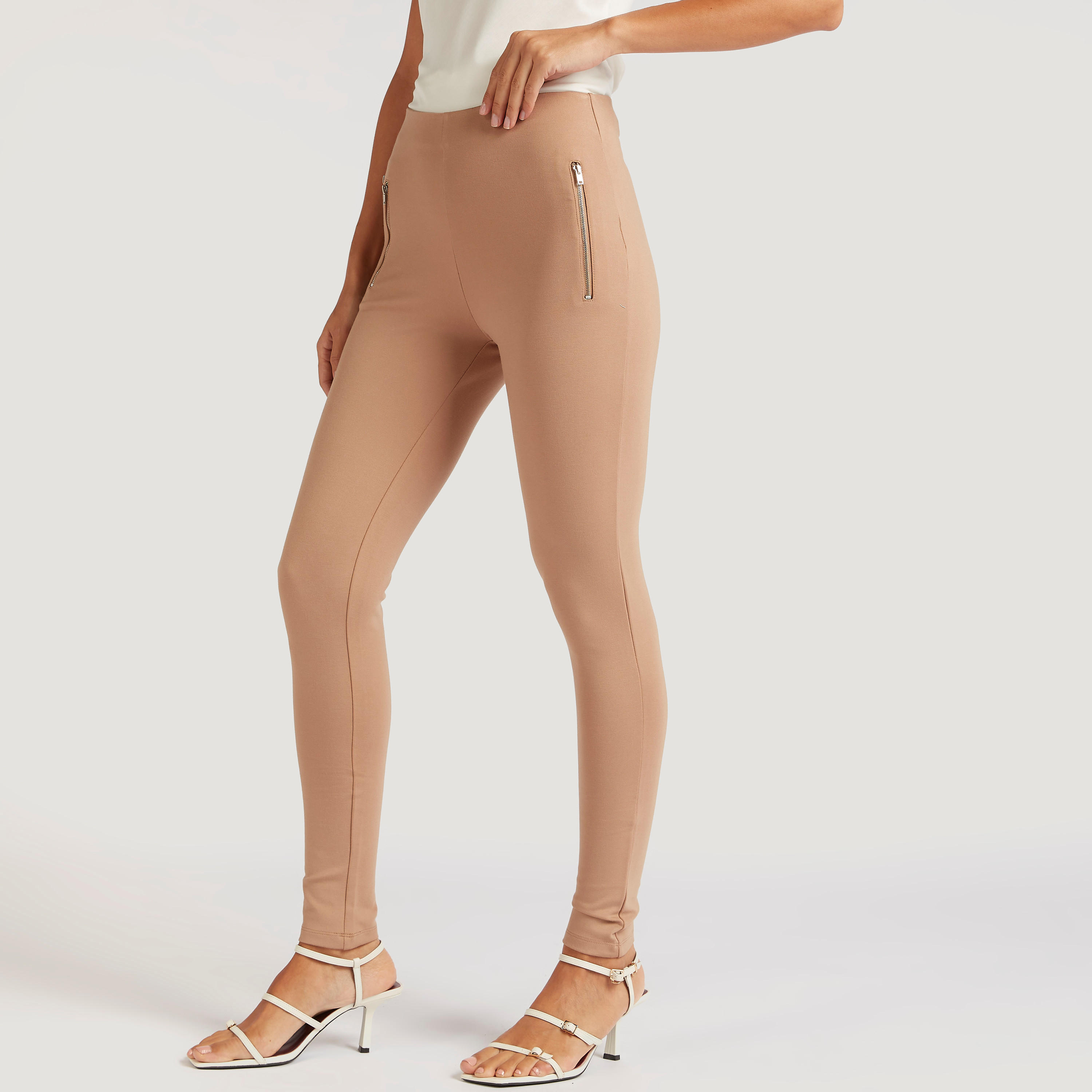 بنطلون تريقنز سادة بجيوب بسحاب-women-clothing-bottoms-leggings-image-4