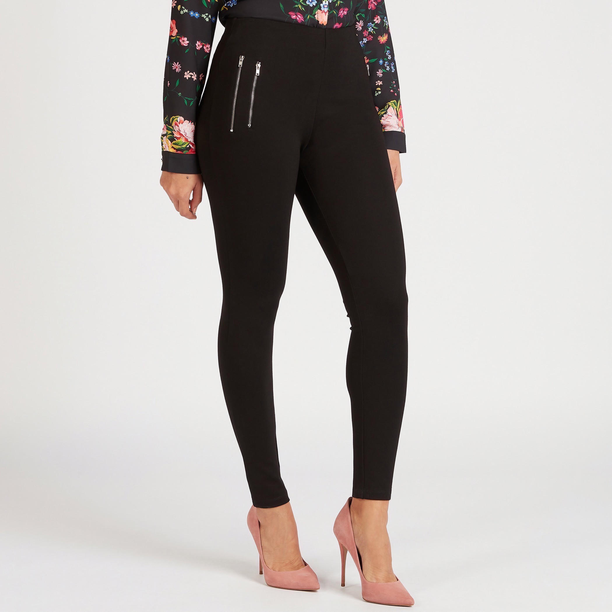 Solid Treggings with Zipper Pockets-women-clothing-bottoms-leggings-image-1
