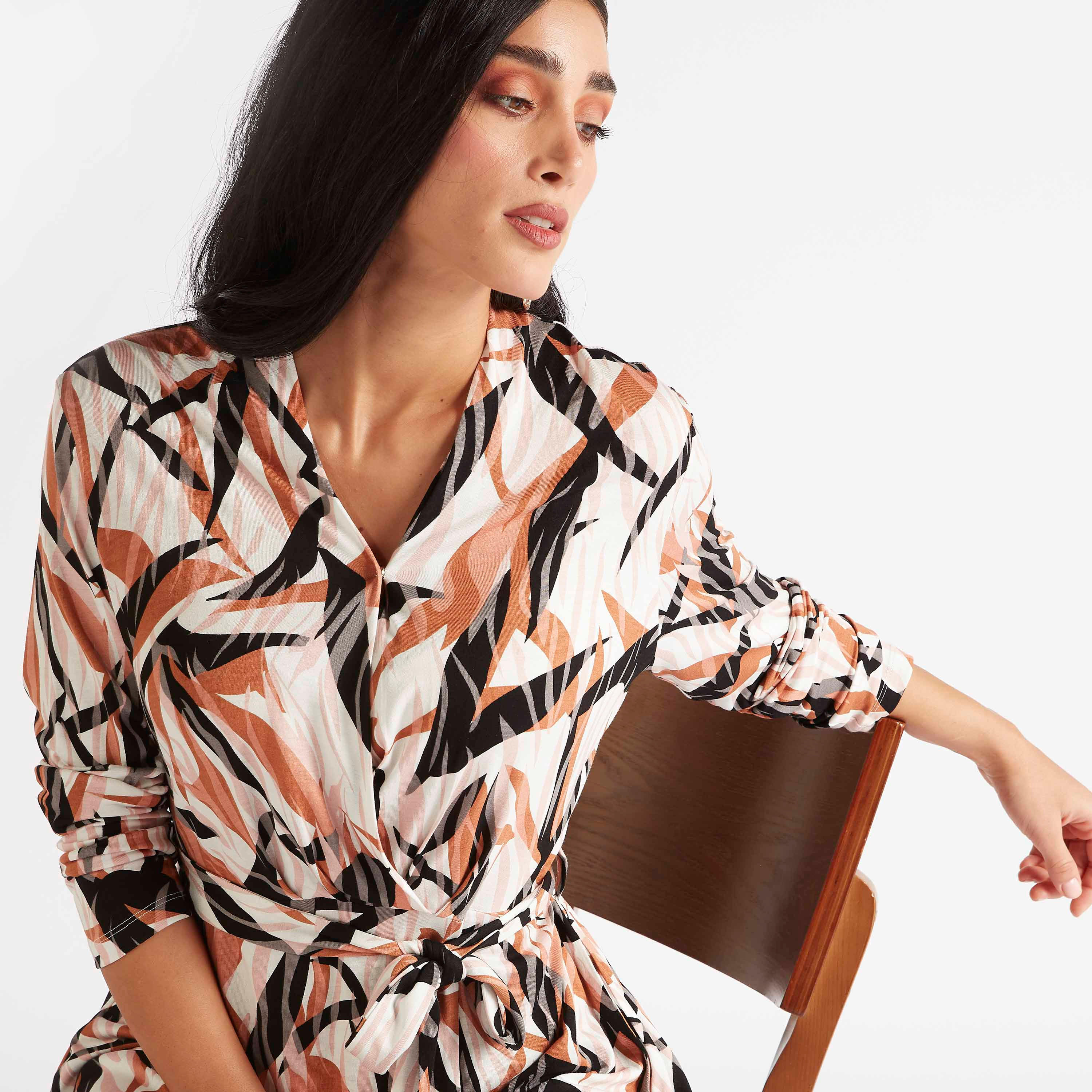 فستان إيه لاين ميدي بأربطة على الخصر-women-clothing-dresses-image-3