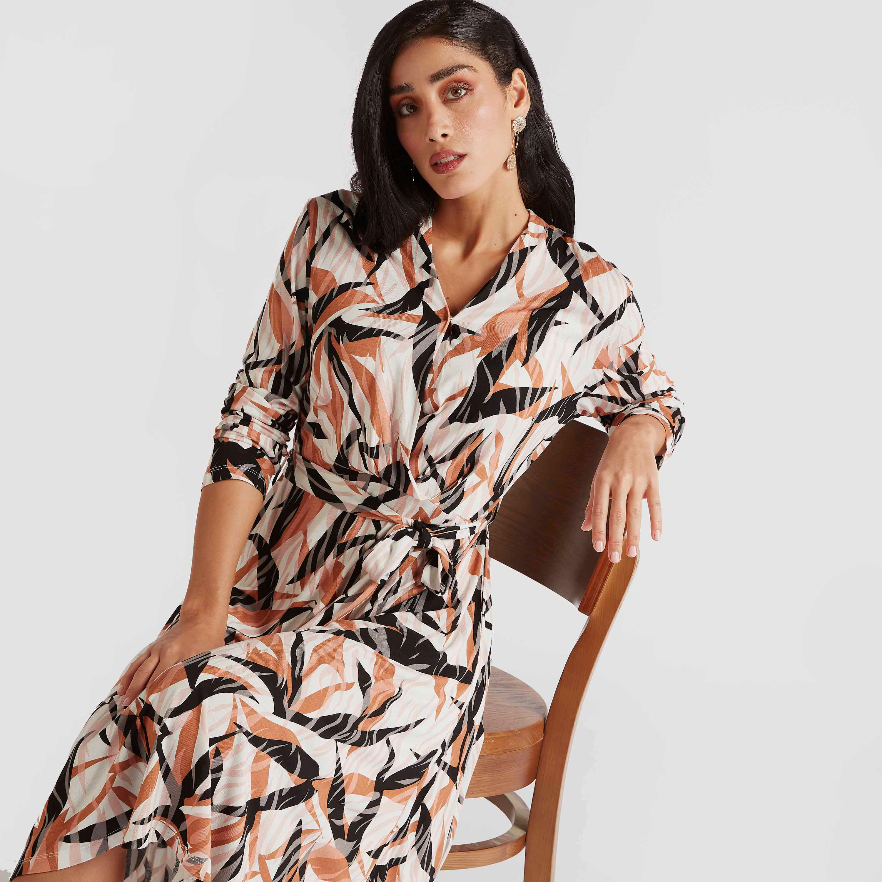 فستان إيه لاين ميدي بأربطة على الخصر-women-clothing-dresses-image-5