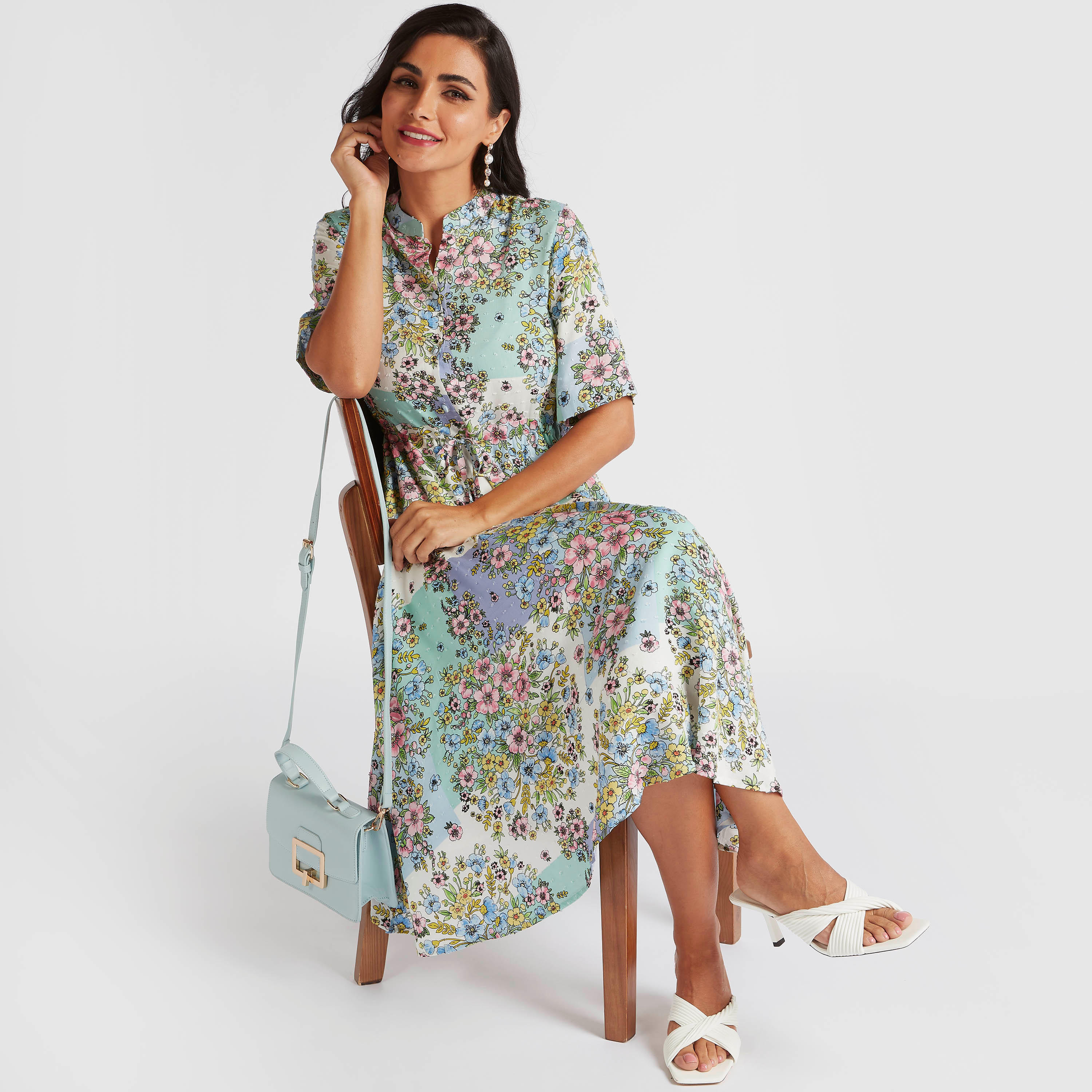 فستان إيه لاين ميدي بطبعات أزهار وأربطة وجيوب-women-clothing-dresses-image-1
