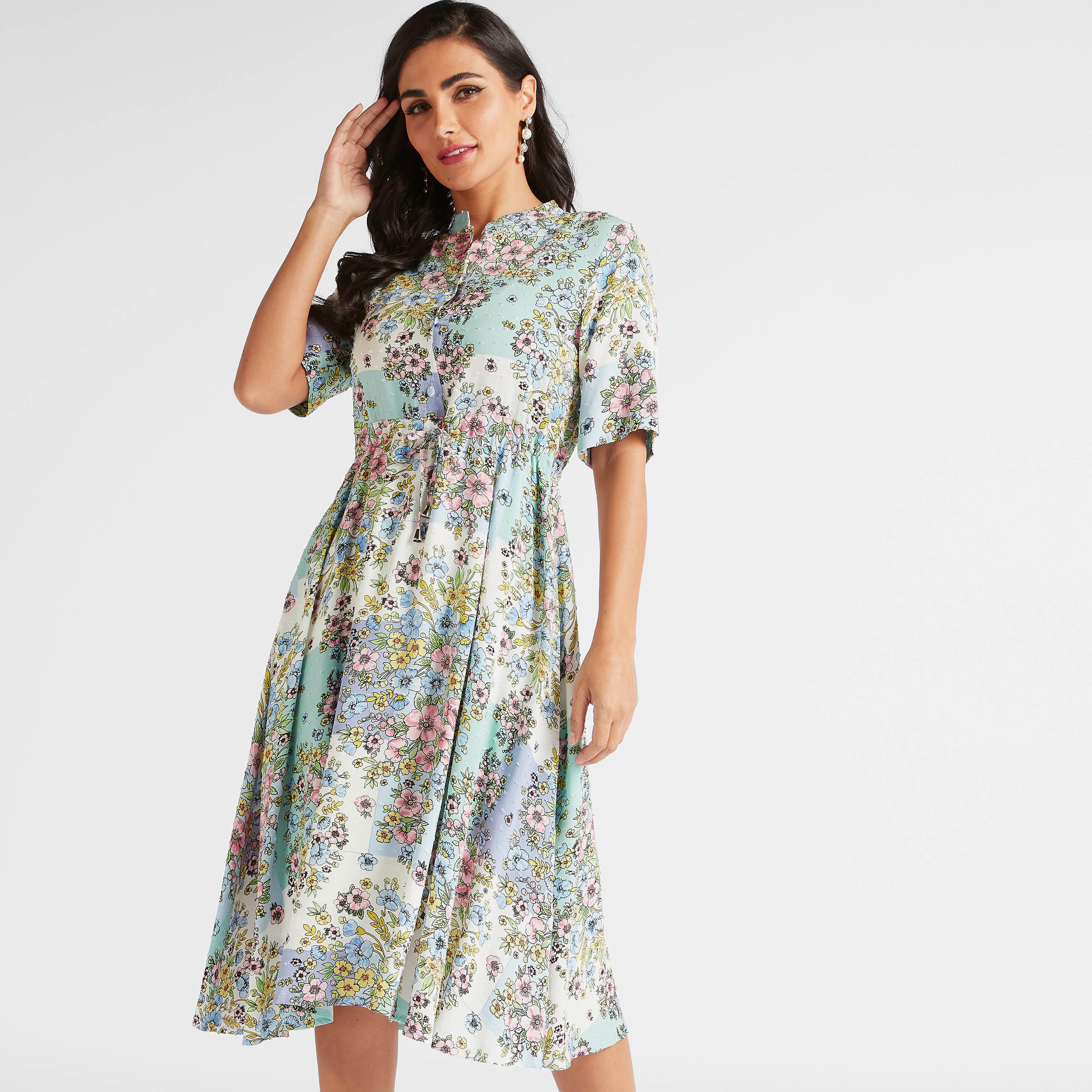 فستان إيه لاين ميدي بطبعات أزهار وأربطة وجيوب-women-clothing-dresses-image-5
