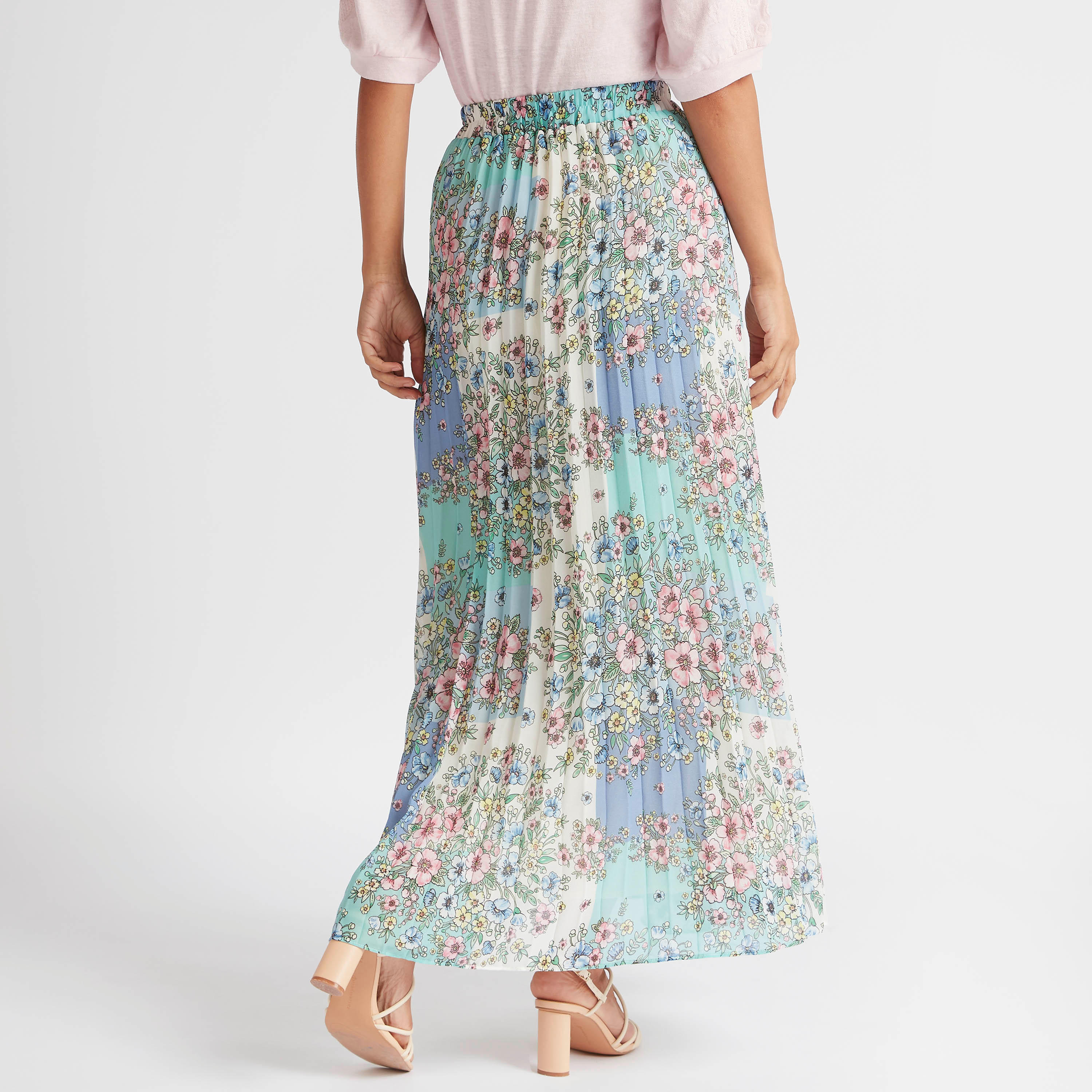 تنّورة طويلة بطبعات أزهار وتفاصيل أكورديون ثنايا-women-clothing-bottoms-skirts-image-3