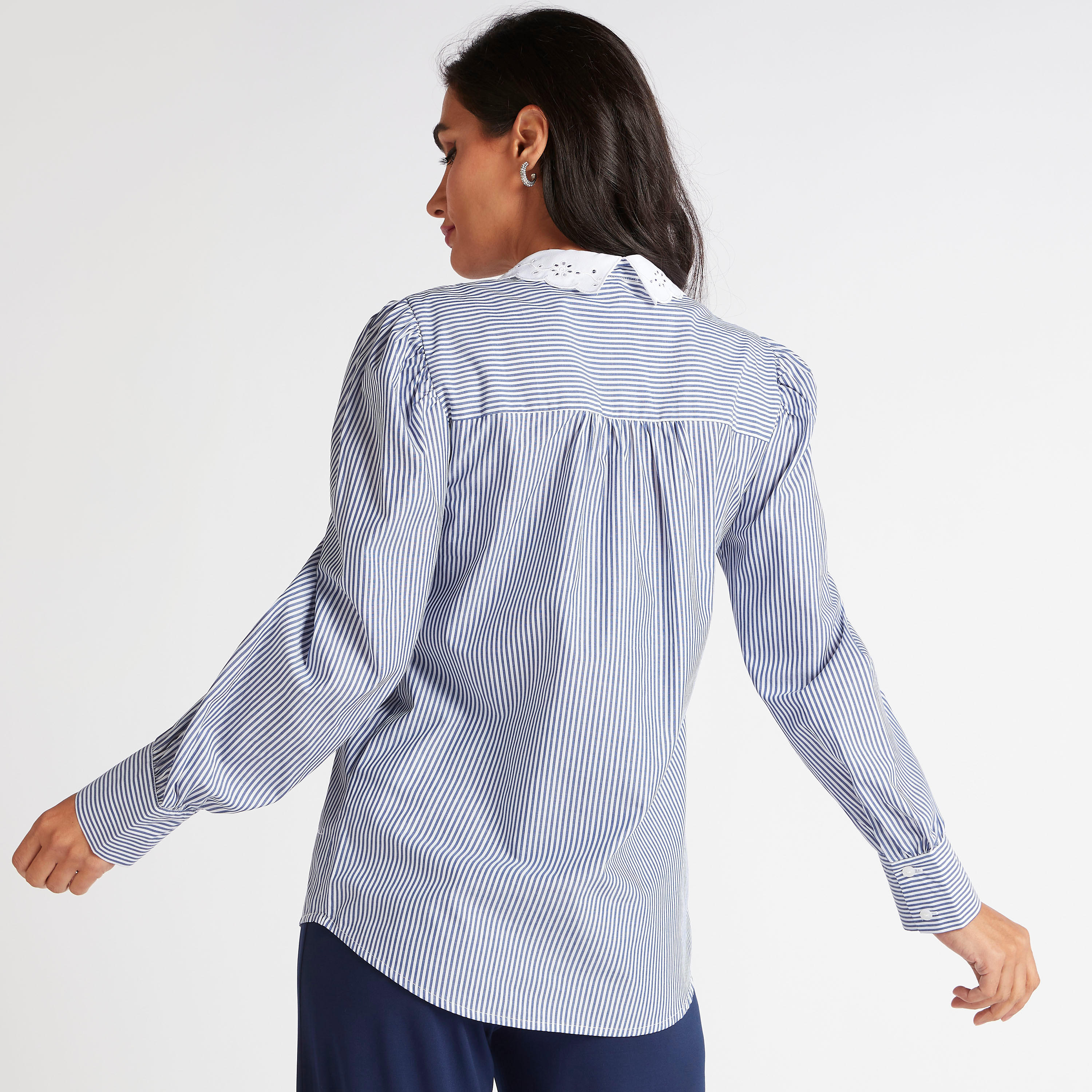 قميص مقلّم بياقة مطرّزة وأكمام بيشوب-women-clothing-shirtsandblouses-shirts-image-4