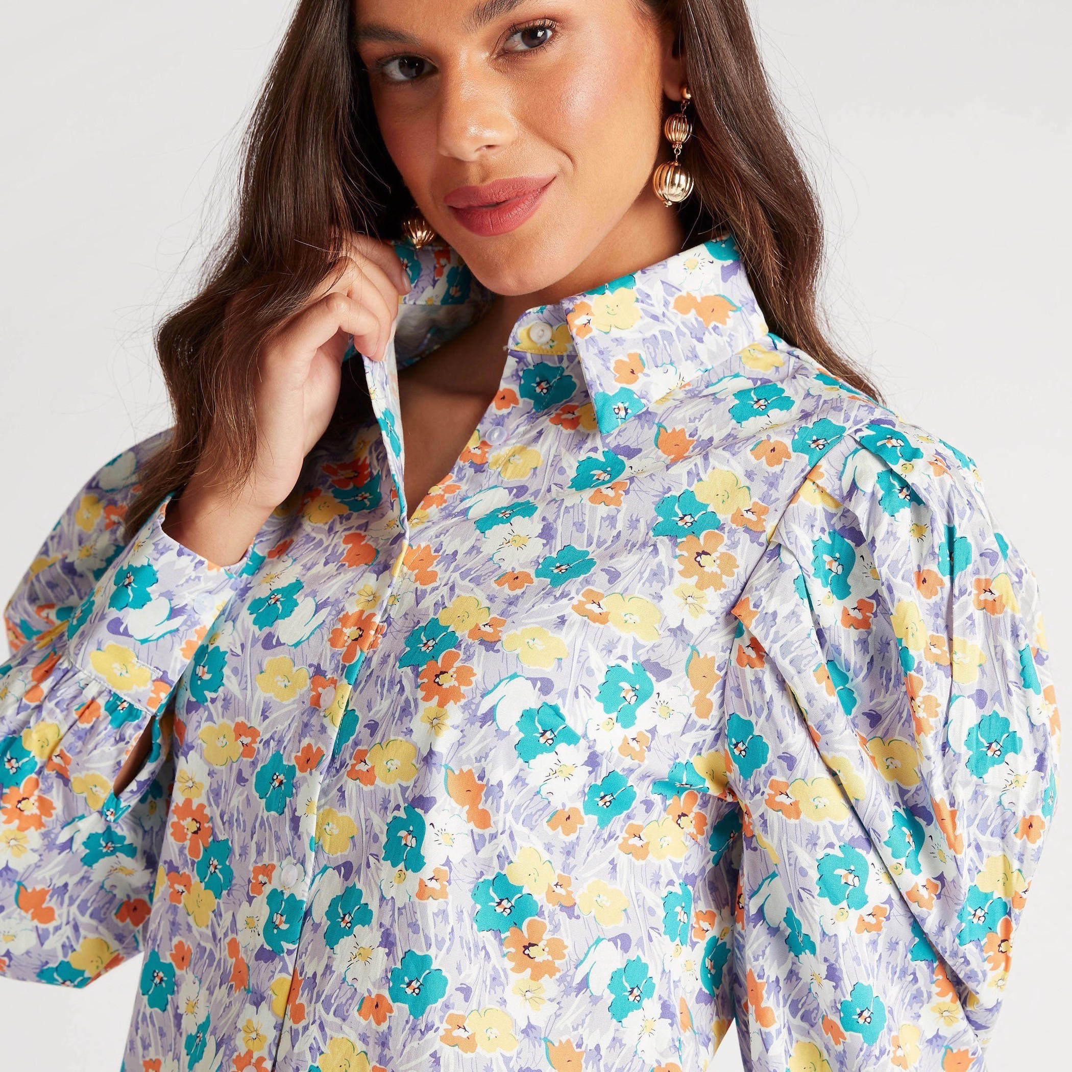قميص طويل بطبعات أزهار وأكمام طويلة منفوخة-women-clothing-shirtsandblouses-shirts-image-3