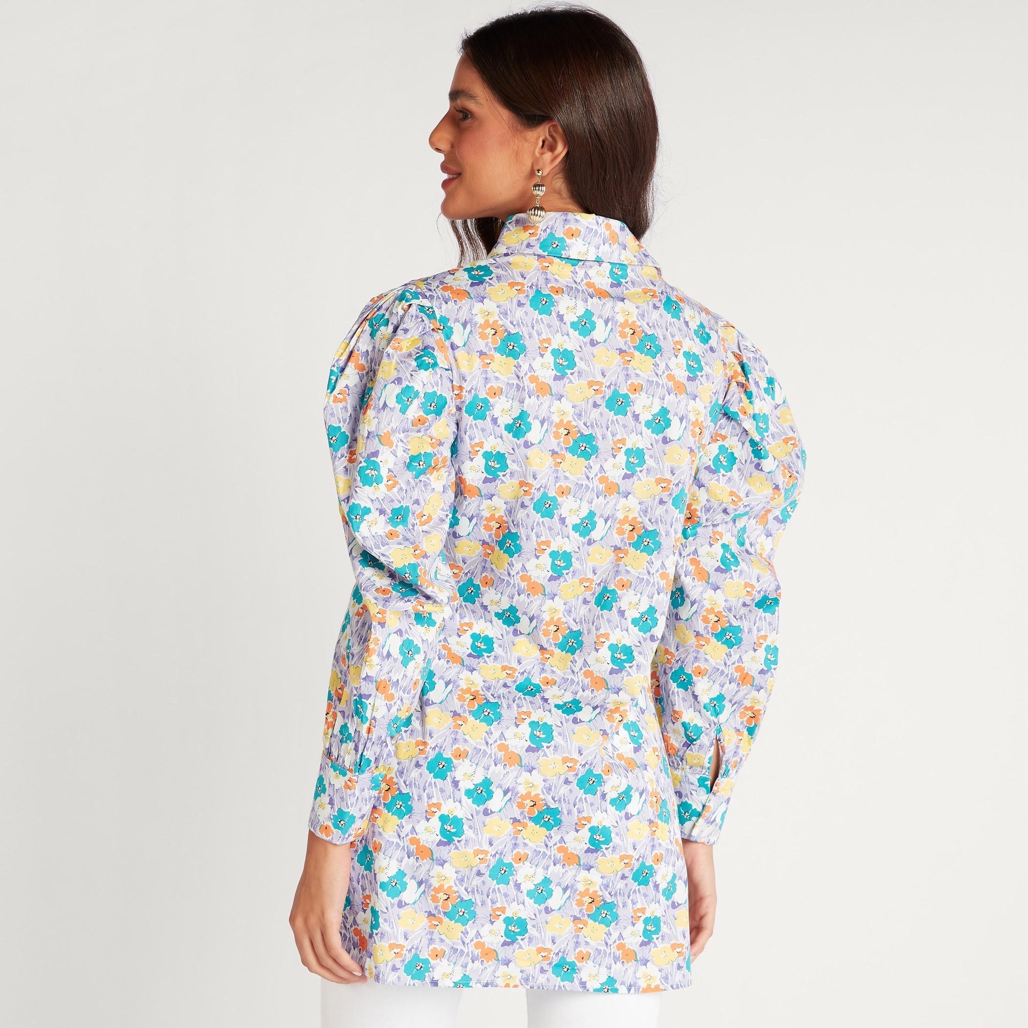 قميص طويل بطبعات أزهار وأكمام طويلة منفوخة-women-clothing-shirtsandblouses-shirts-image-4