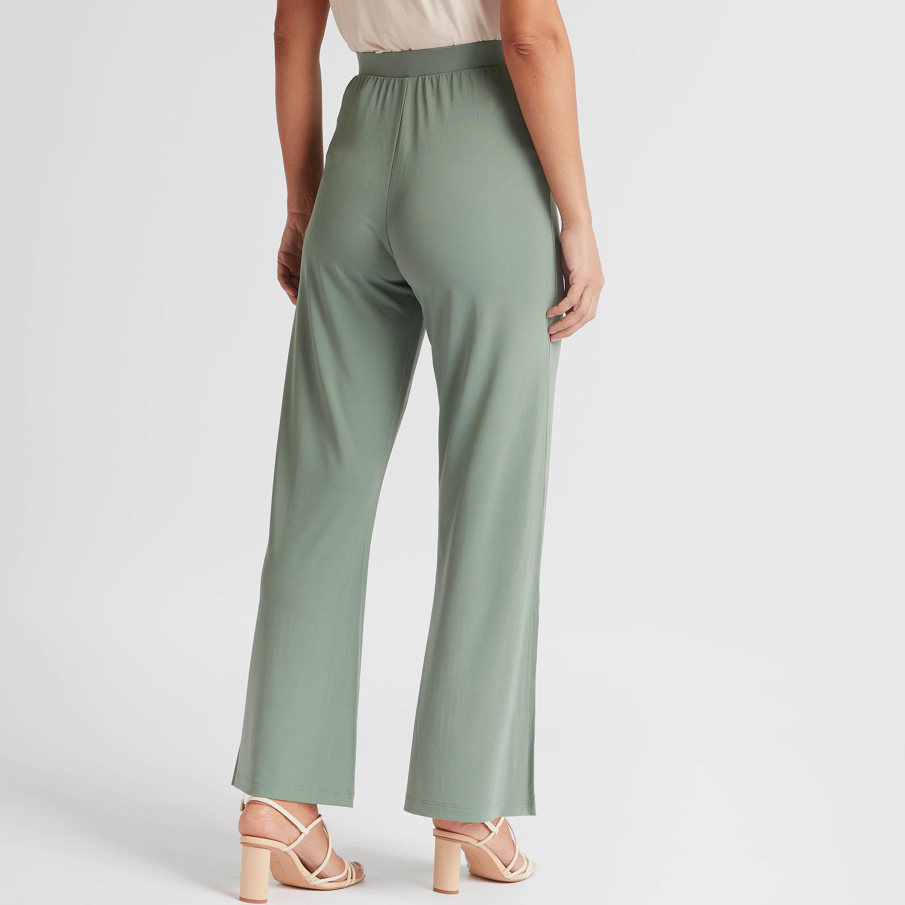 بنطلون بالازو سادة بخصر متوسّط الارتفاع وفتحات جانبيّة-women-clothing-bottoms-trousers-image-2