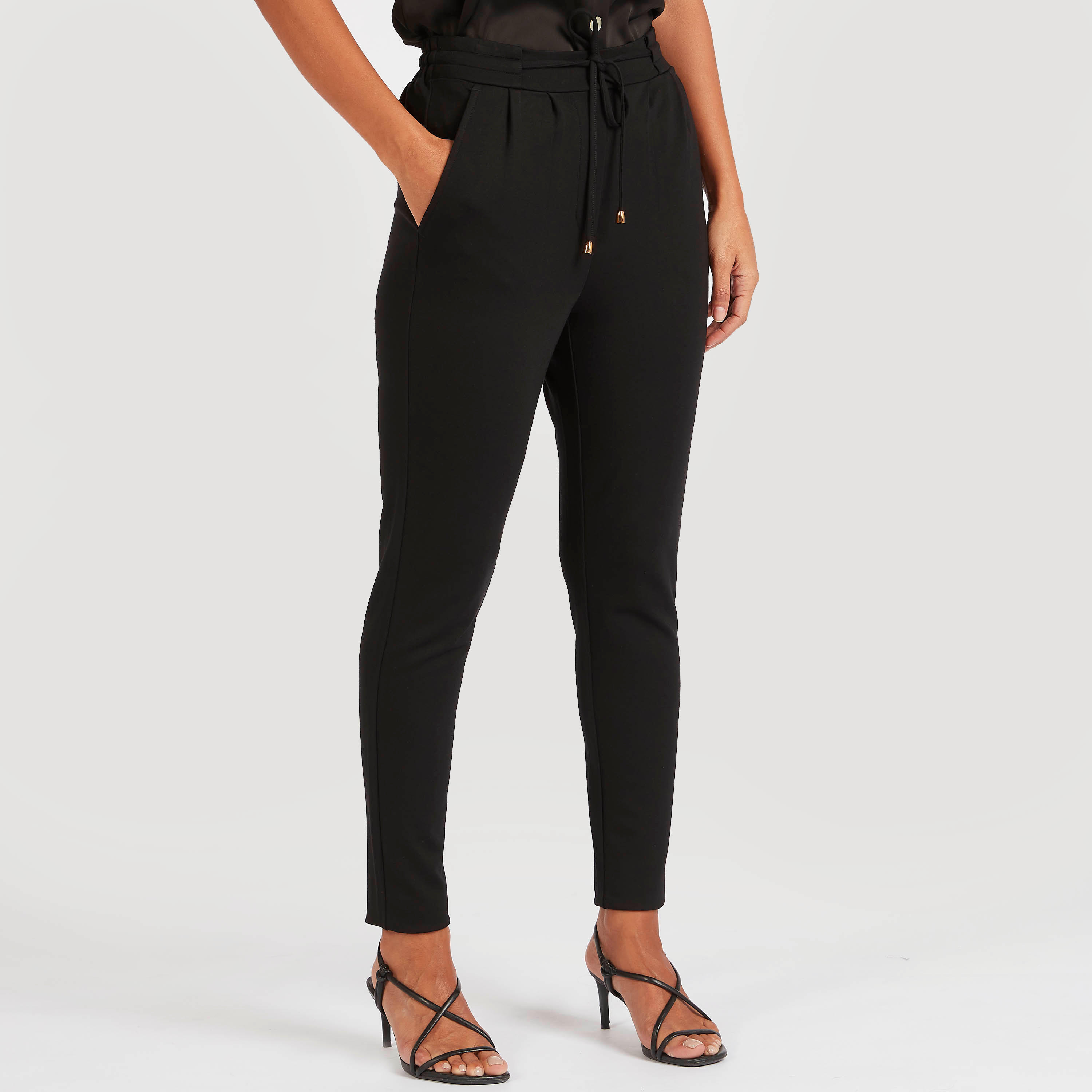 بنطلون سادة برباط إغلاق وجيوب-women-clothing-bottoms-joggers-image-4