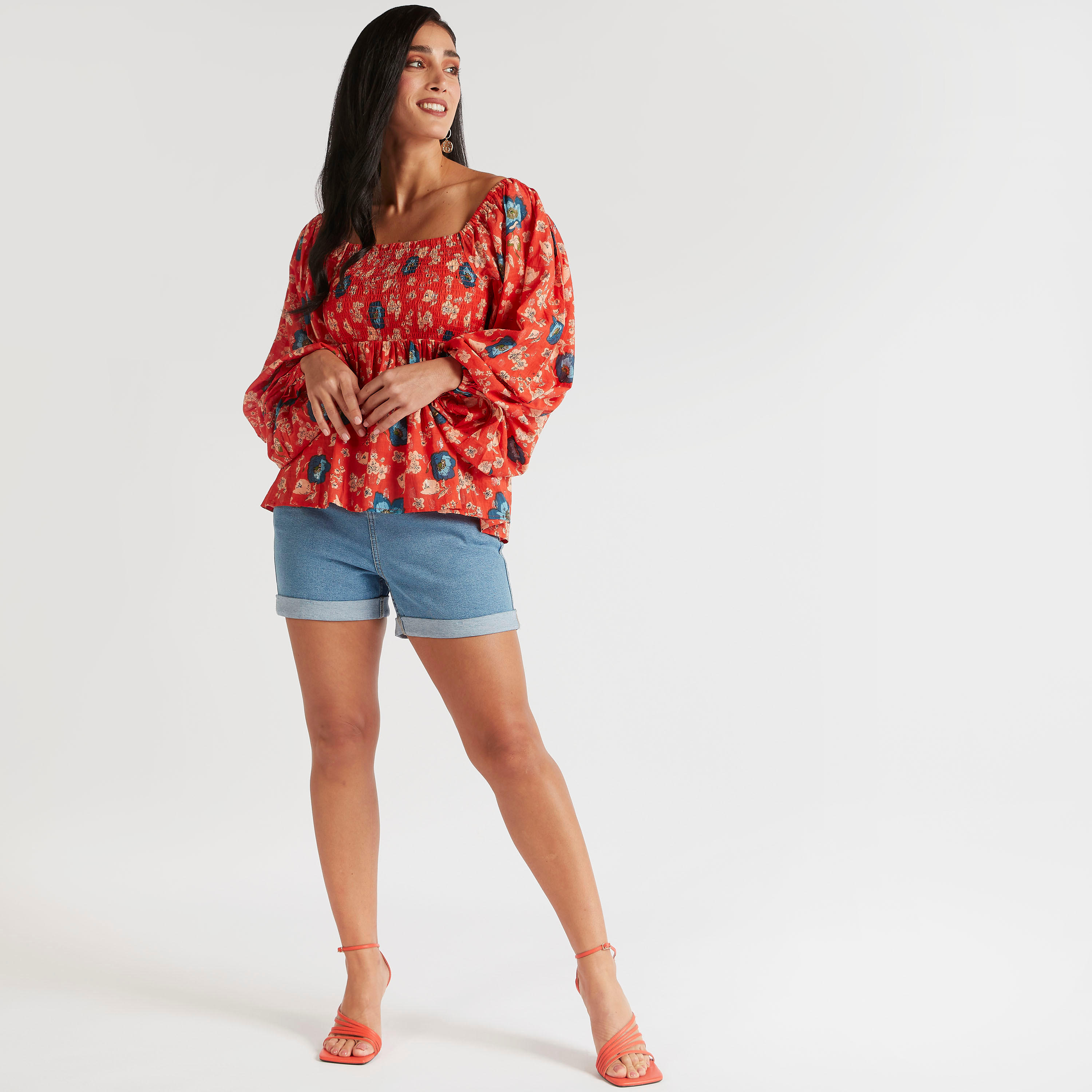 بلوزة بيبلوم بياقة باردو وأكمام طويلة وطبعات زهرية-women-clothing-shirtsandblouses-blouses-image-2