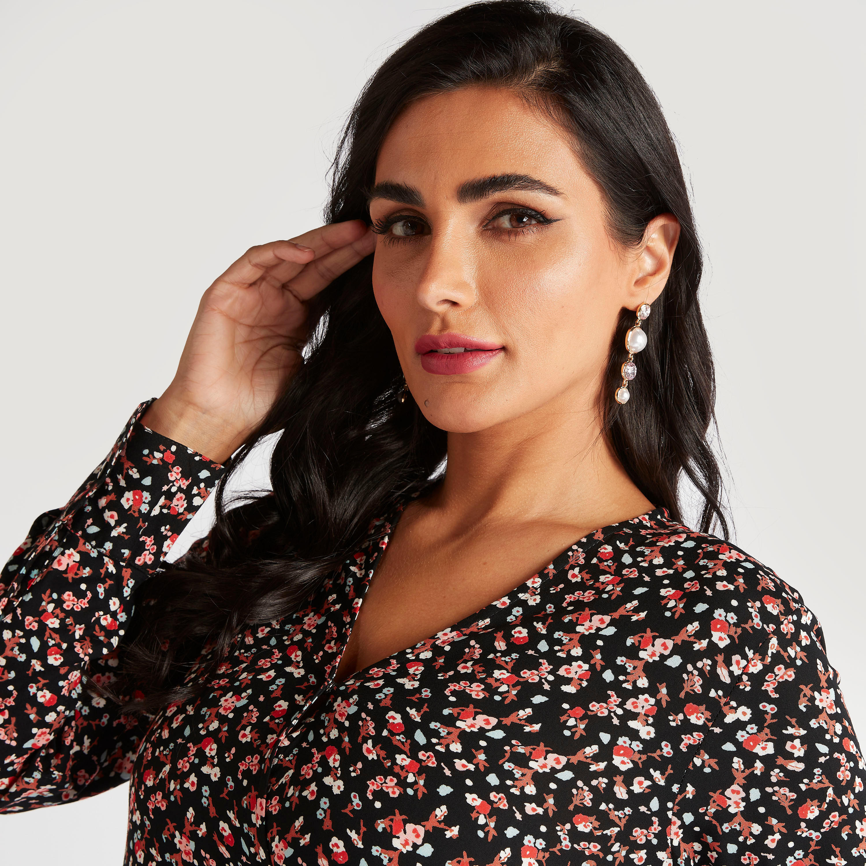 فستان ميدي ملفوف بأربطة وجيوب وطبعات أزهار-women-clothing-dresses-image-5