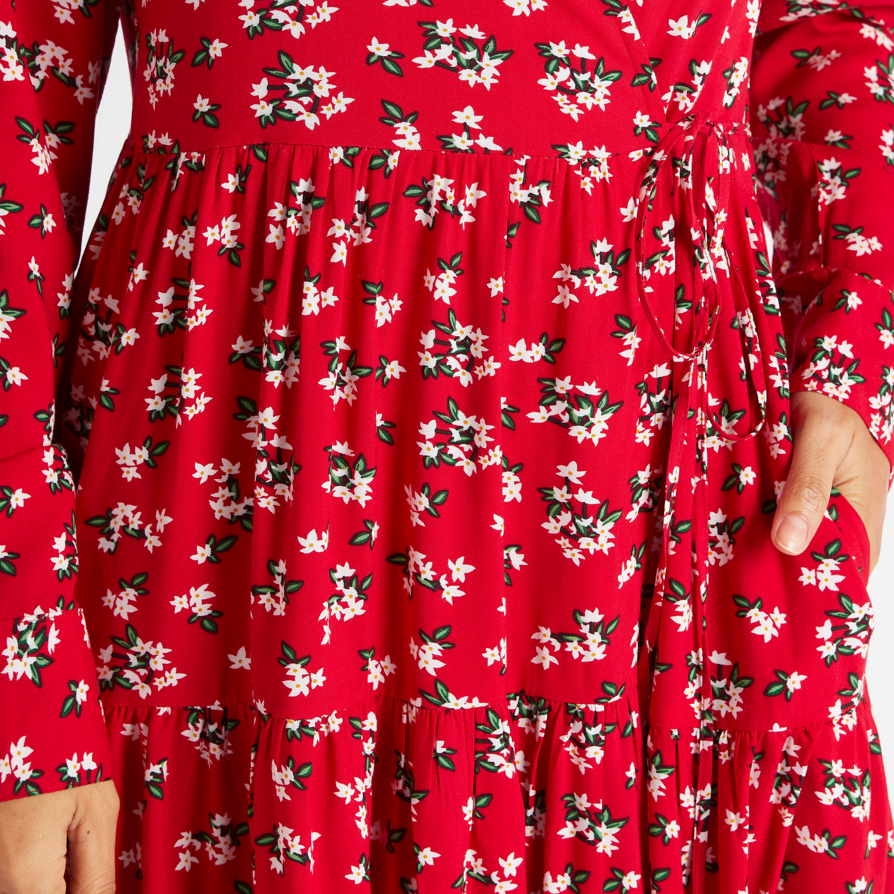 فستان طويل ملفوف بأربطة وجيوب وطبعات زهرية-women-clothing-dresses-image-3