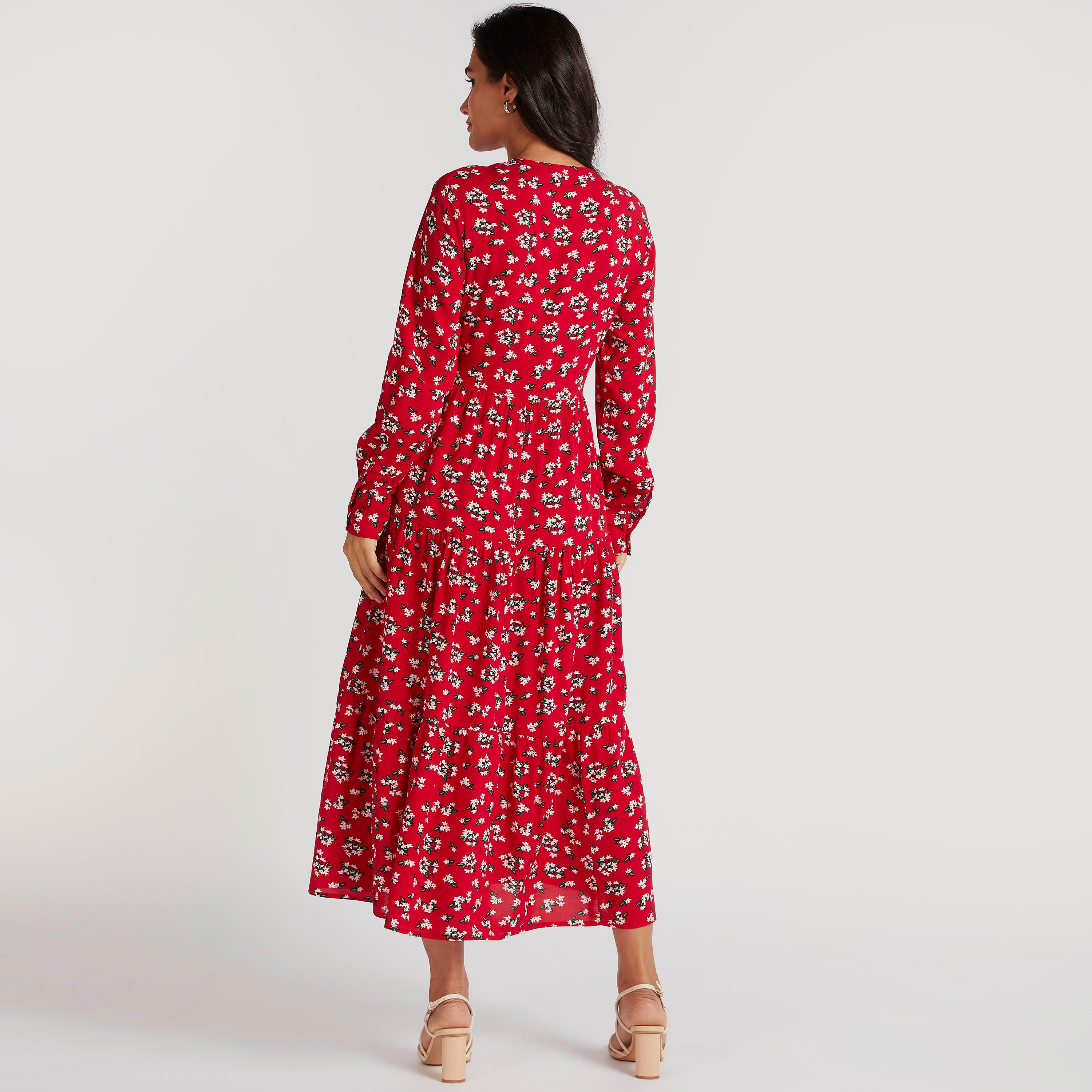 فستان طويل ملفوف بأربطة وجيوب وطبعات زهرية-women-clothing-dresses-image-4