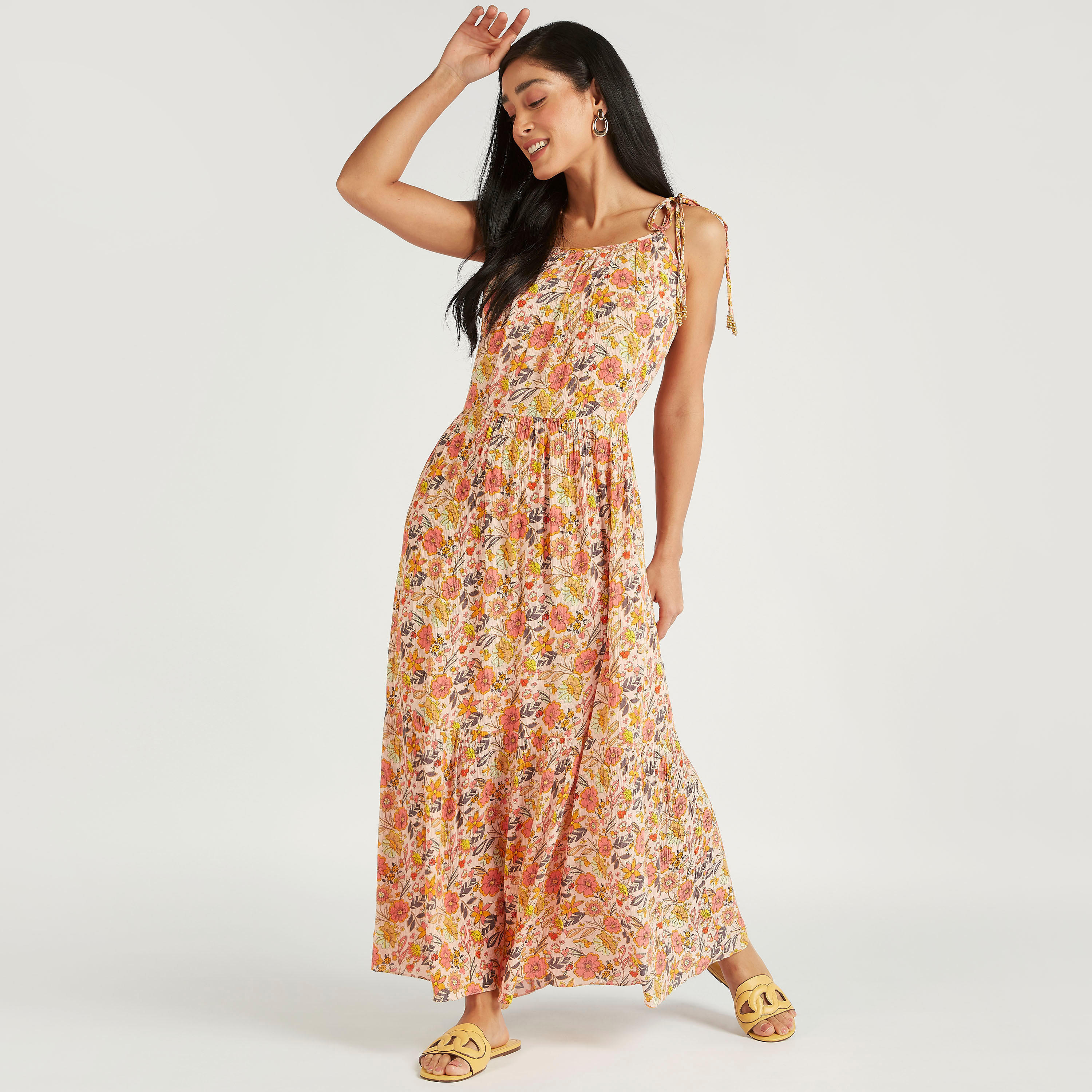 فستان إيه لاين طويل بطبعات أزهار وأربطة كتف-women-clothing-dresses-image-2