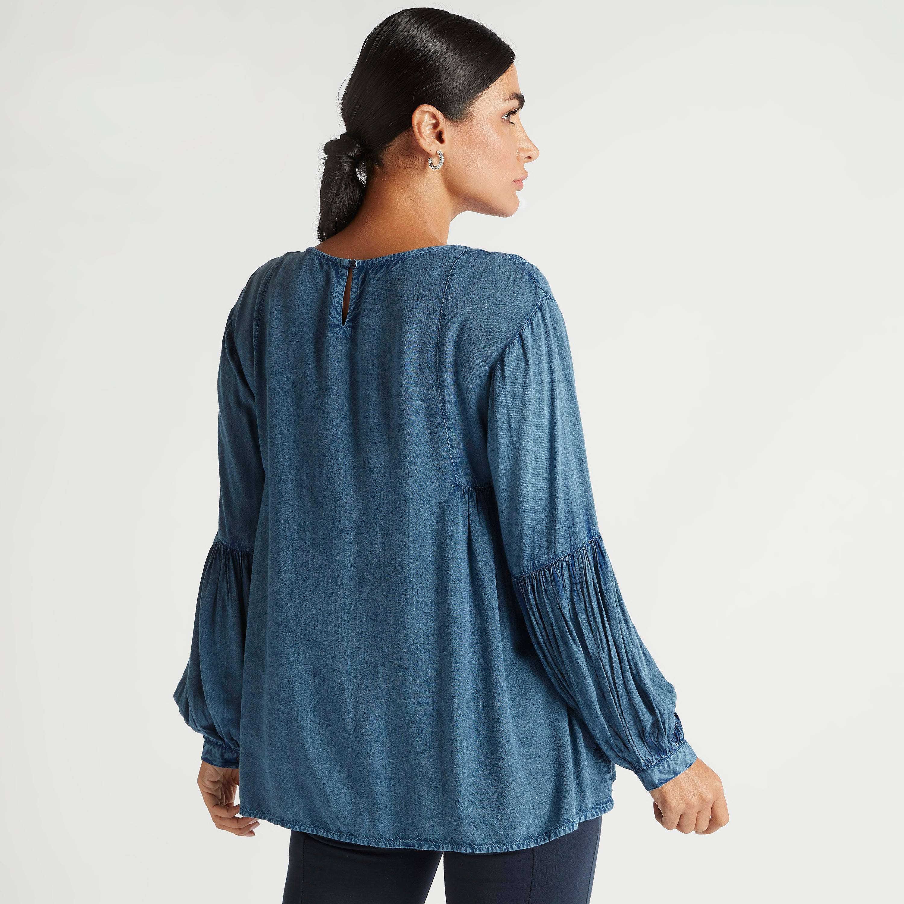 Embroidered V-neck Top with Bishop Sleeves-women-clothing-shirtsandblouses-blouses-image-4
