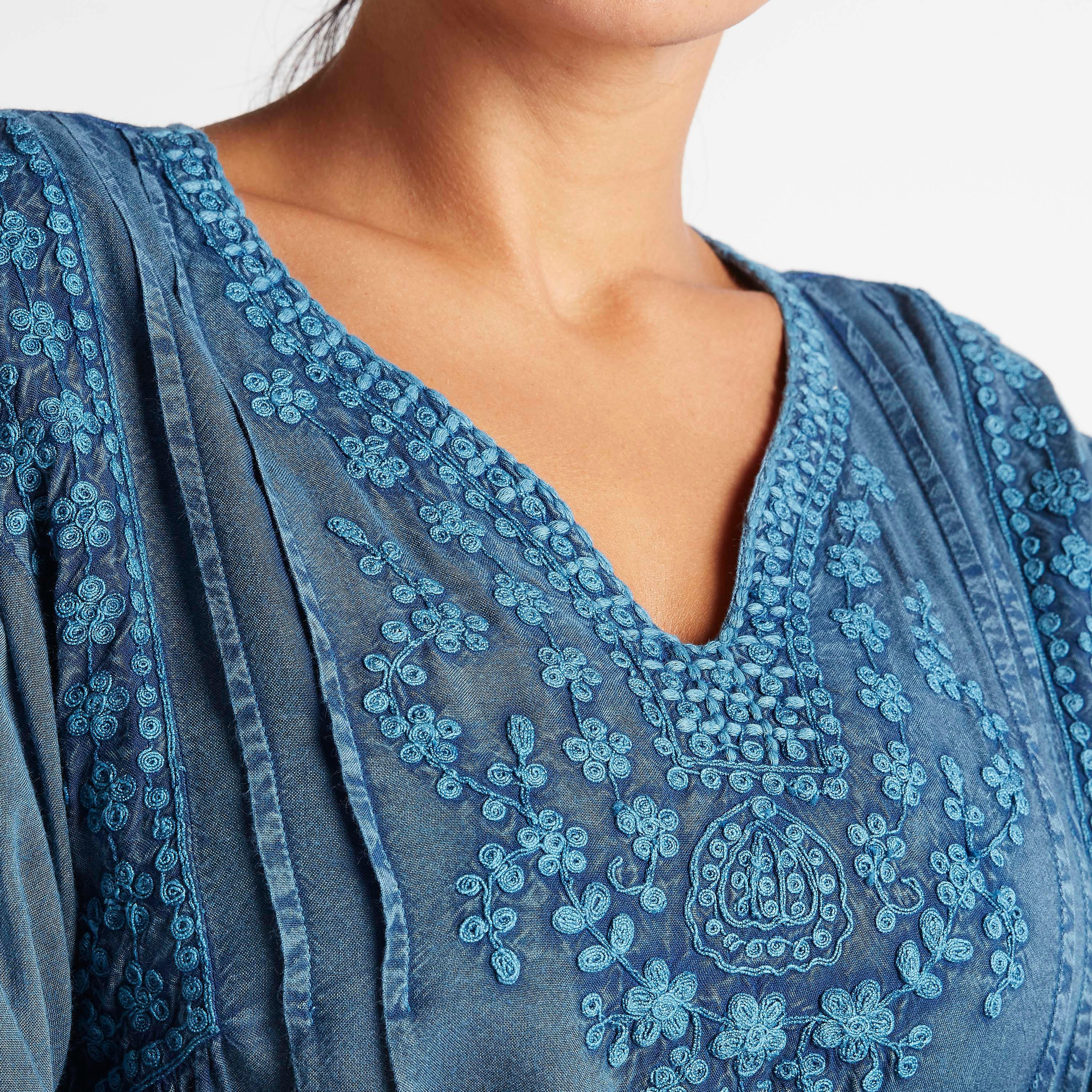 Embroidered V-neck Top with Bishop Sleeves-women-clothing-shirtsandblouses-blouses-image-6