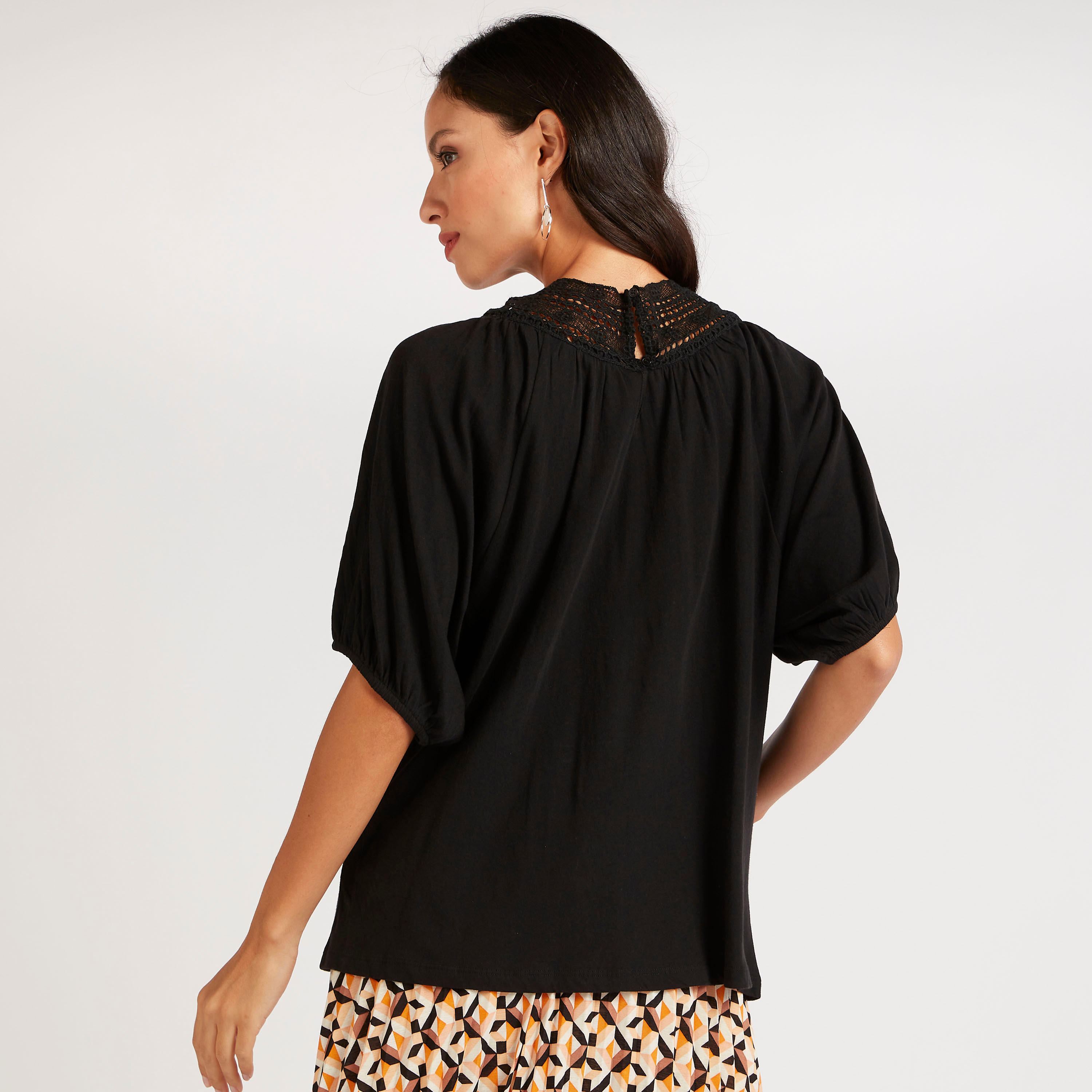Lace Accented Top with Short Sleeves-women-clothing-shirtsandblouses-blouses-image-4