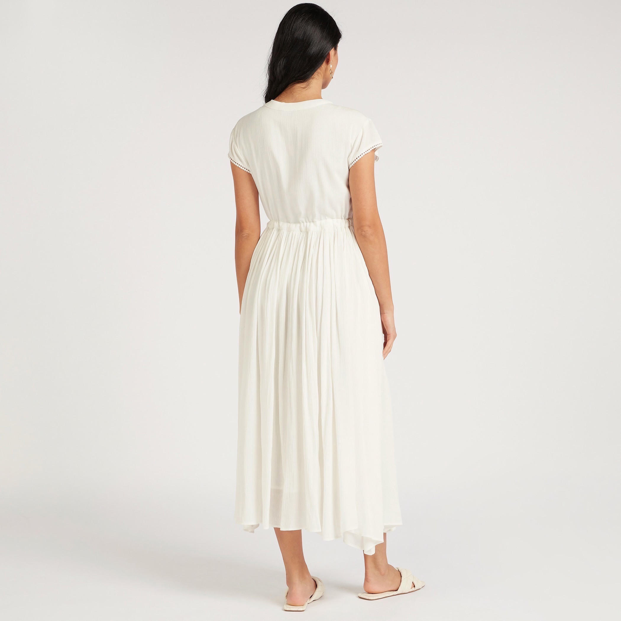 فستان ميدي إيه لاين مطرّأ بأربطة على الخصر-women-clothing-dresses-image-4