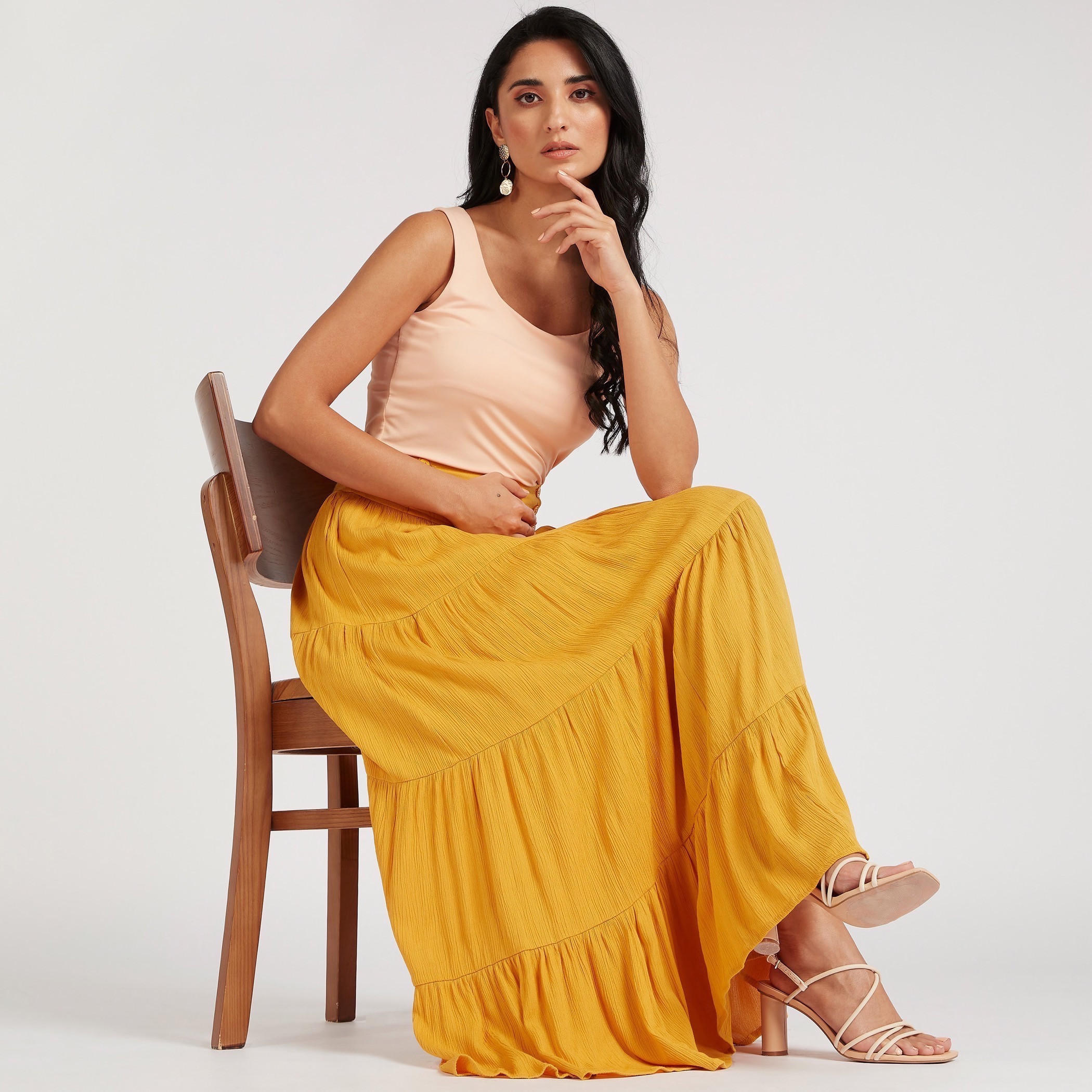 تنورة طويلة سادة متعددة الطبقات-women-clothing-bottoms-skirts-image-5