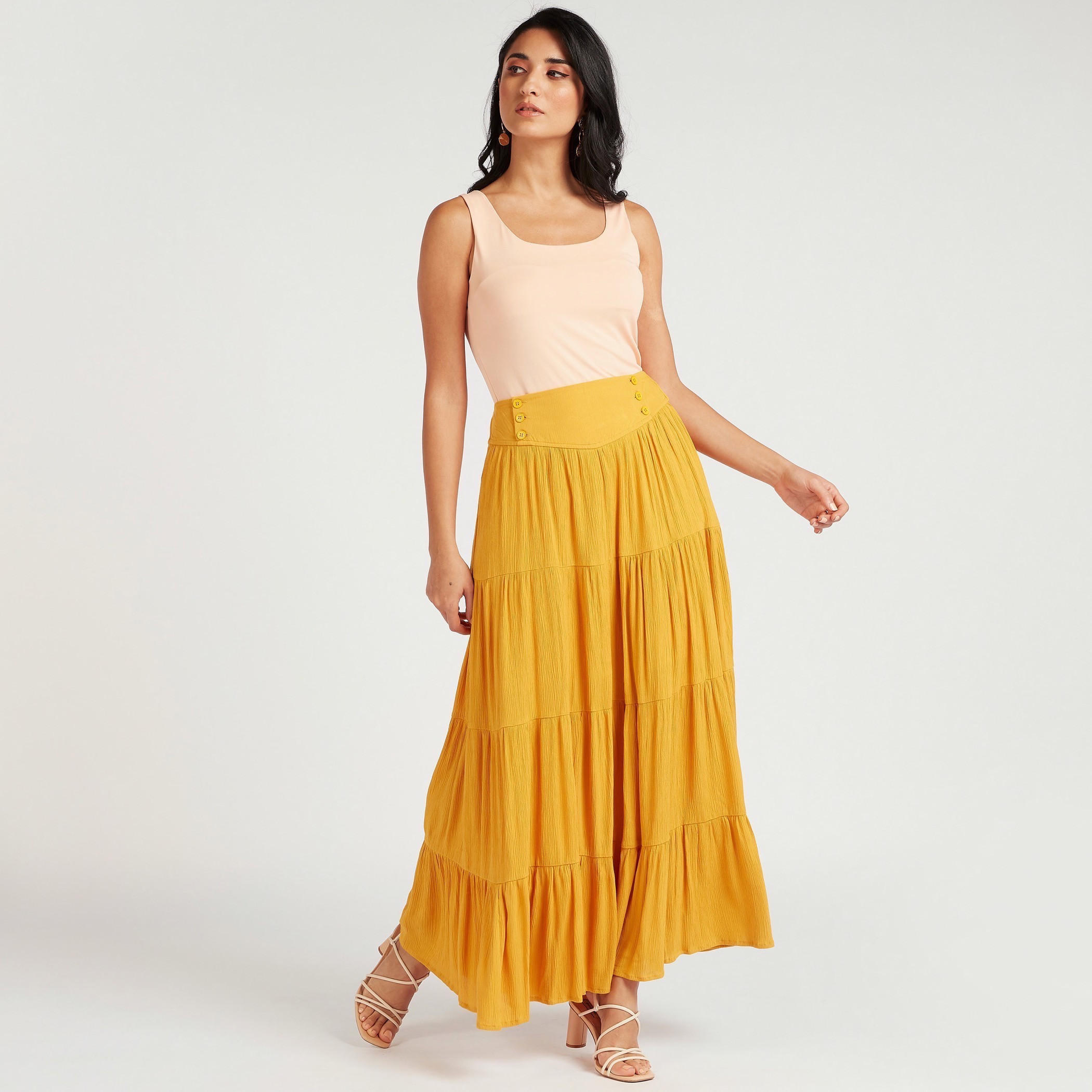 تنورة طويلة سادة متعددة الطبقات-women-clothing-bottoms-skirts-image-1
