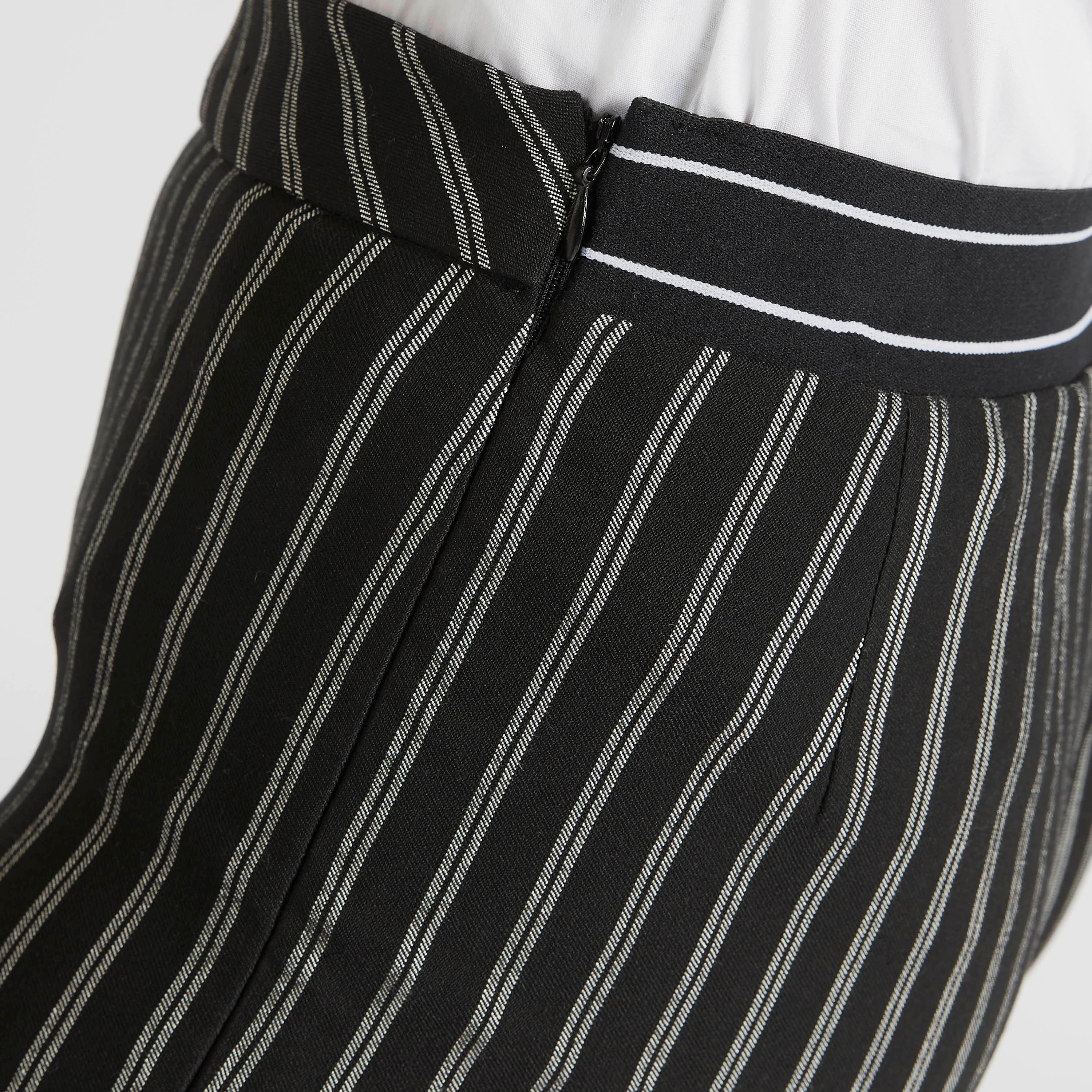 بنطلون تريقنز مخطط بخصر متوسّط الارتفاع بسحّاب إغلاق وخصر نصف مطّاطي-women-clothing-bottoms-trousers-image-3