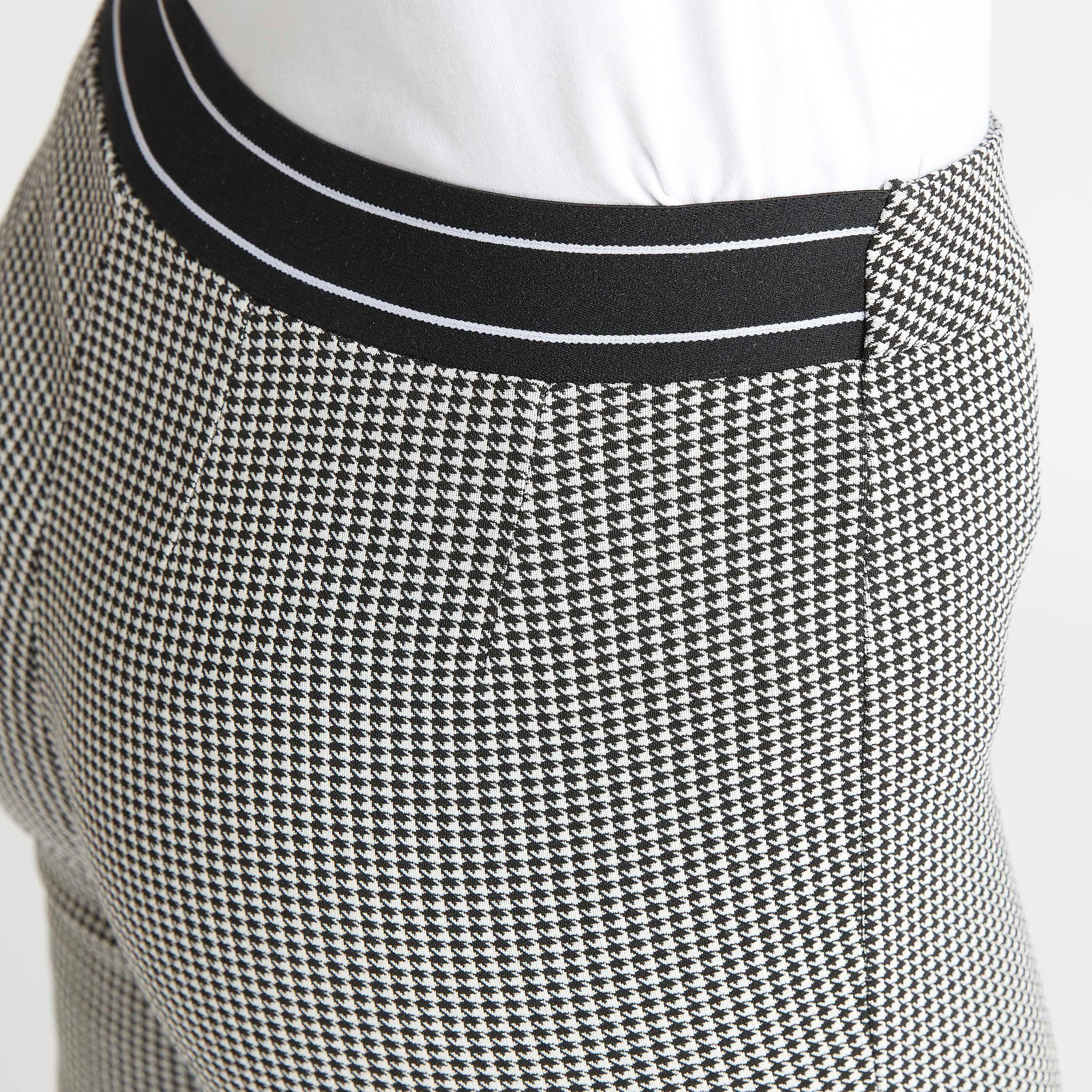 بنطلون تريقنز كاروهات أبيض وأسود بخصر مرتفع نصف مطّاطي-women-clothing-bottoms-trousers-image-3