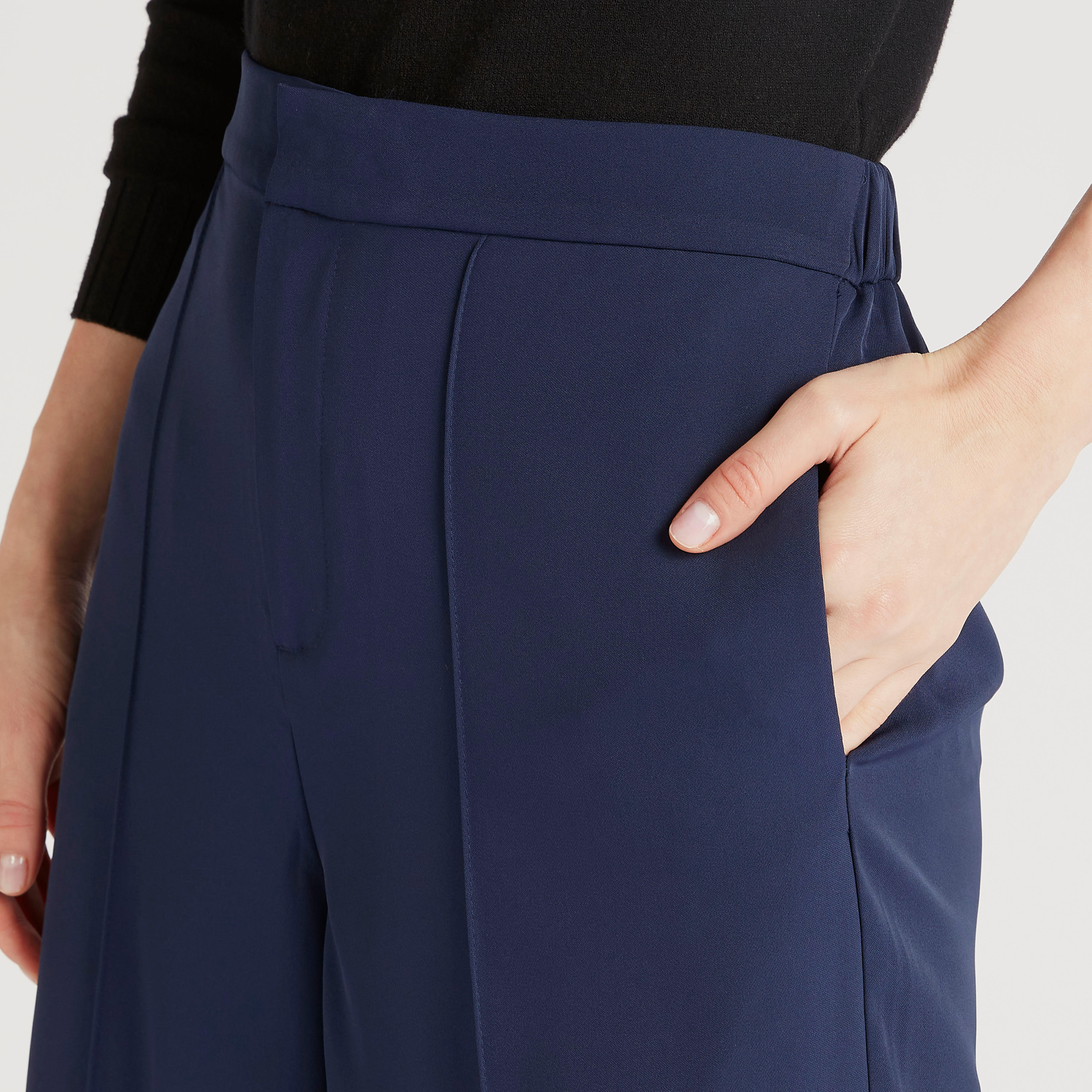 Solid Palazzo Pants with Pockets and Semi-Elasticated Waistband-women-clothing-bottoms-trousers-image-3