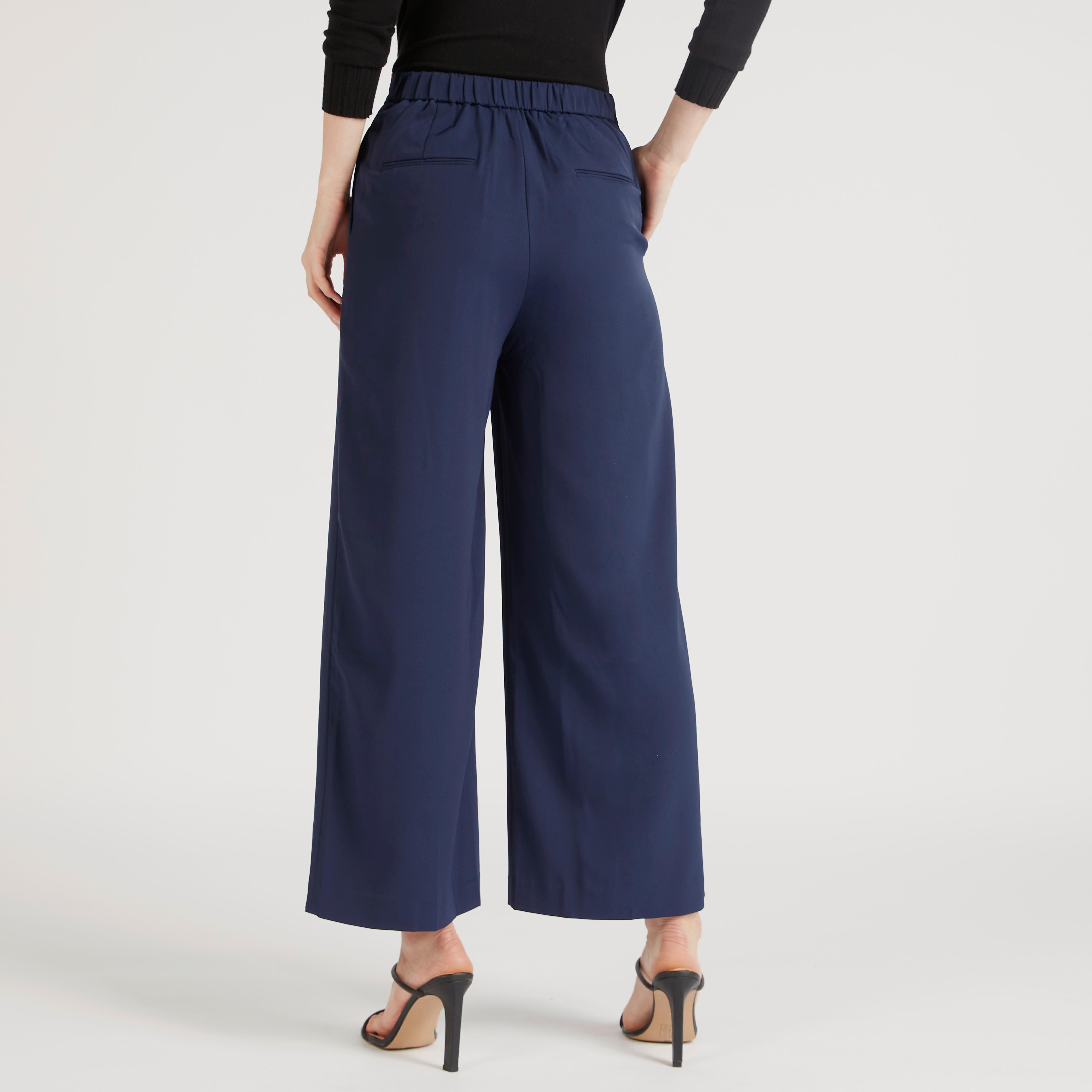 Solid Palazzo Pants with Pockets and Semi-Elasticated Waistband-women-clothing-bottoms-trousers-image-4