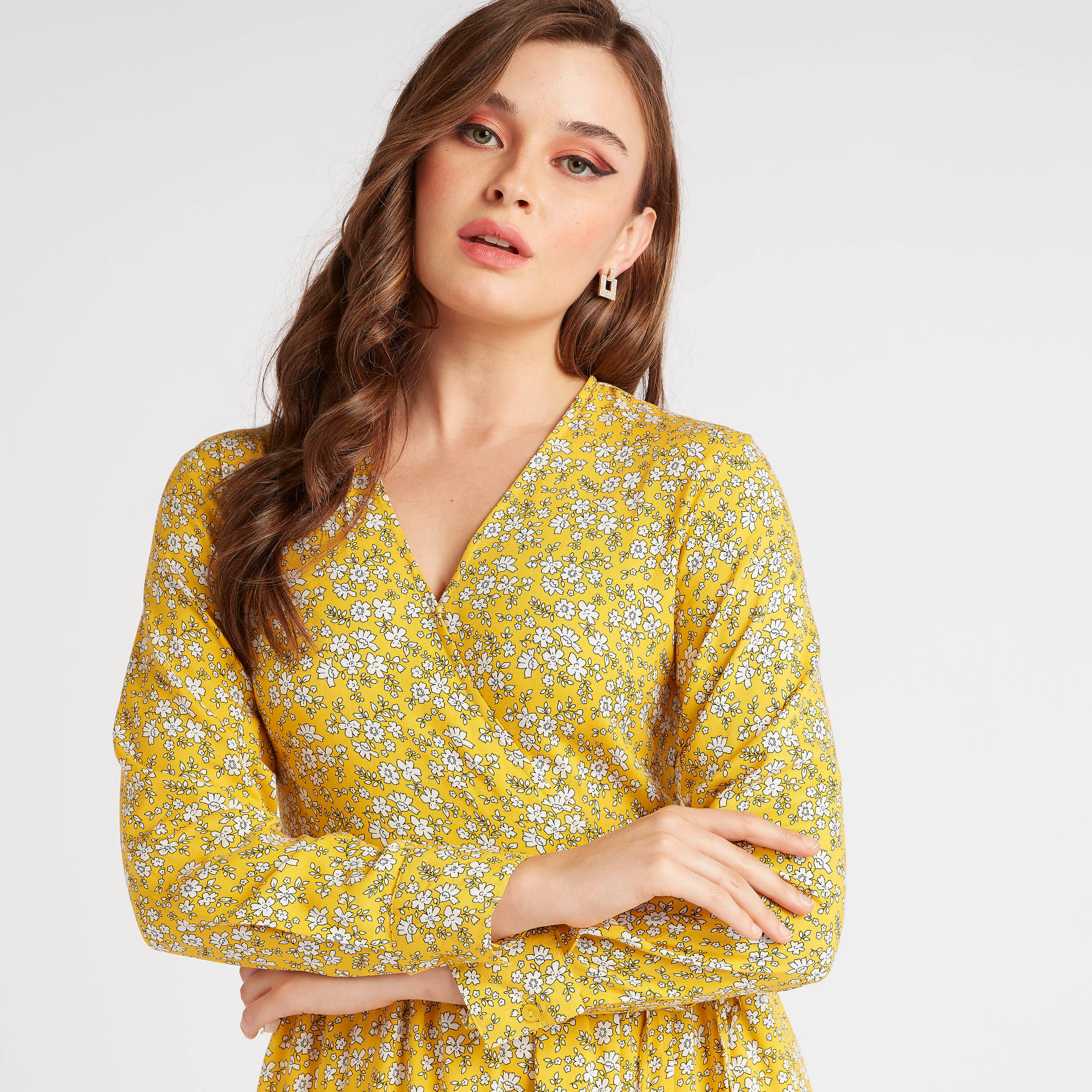 فستان ميدي ملفوف بأربطة وجيوب وطبعات أزهار-women-clothing-dresses-image-5