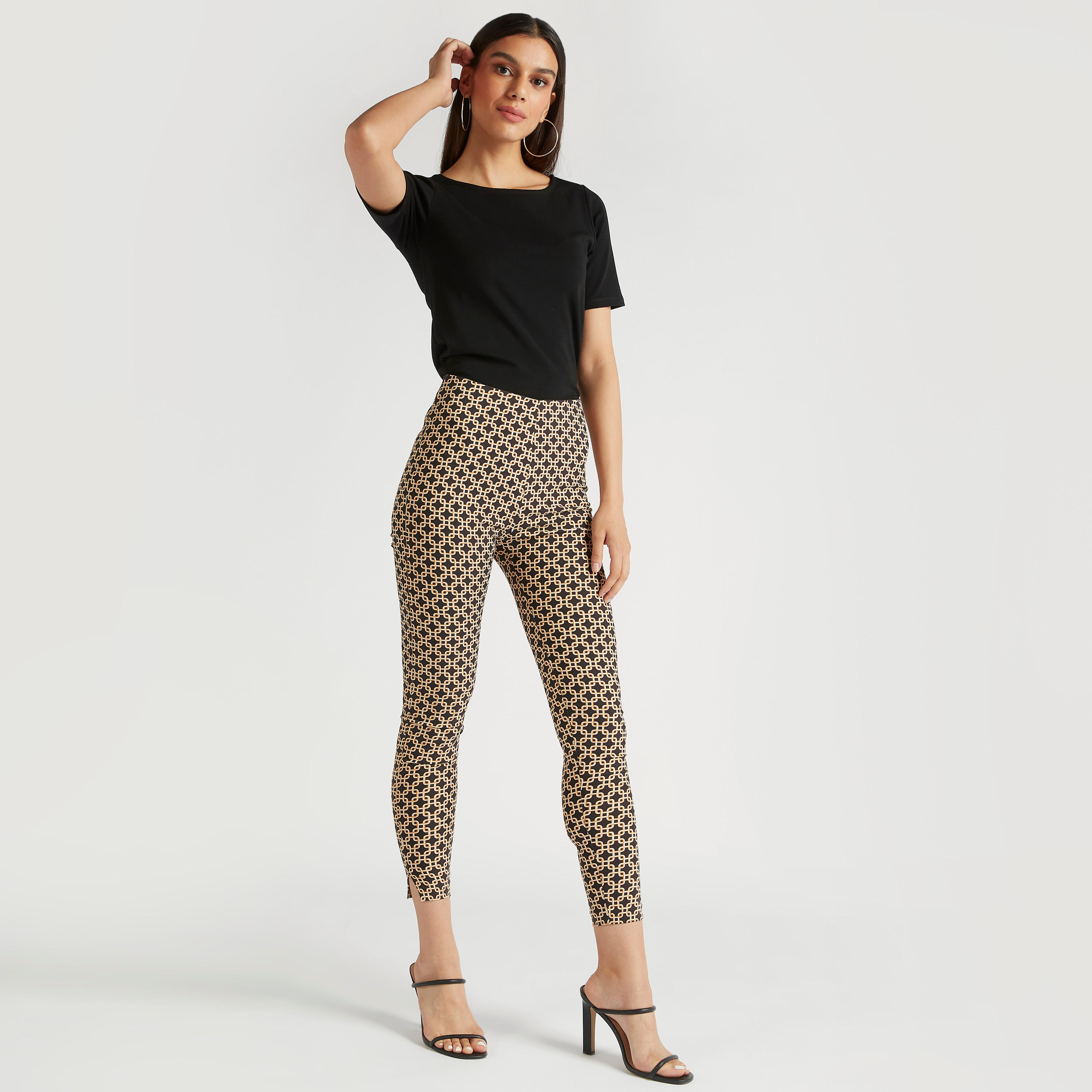 بنطلون بينجالين بطول ربلة الساق بطبعات وفتحات جانبيّة-women-clothing-bottoms-trousers-image-2