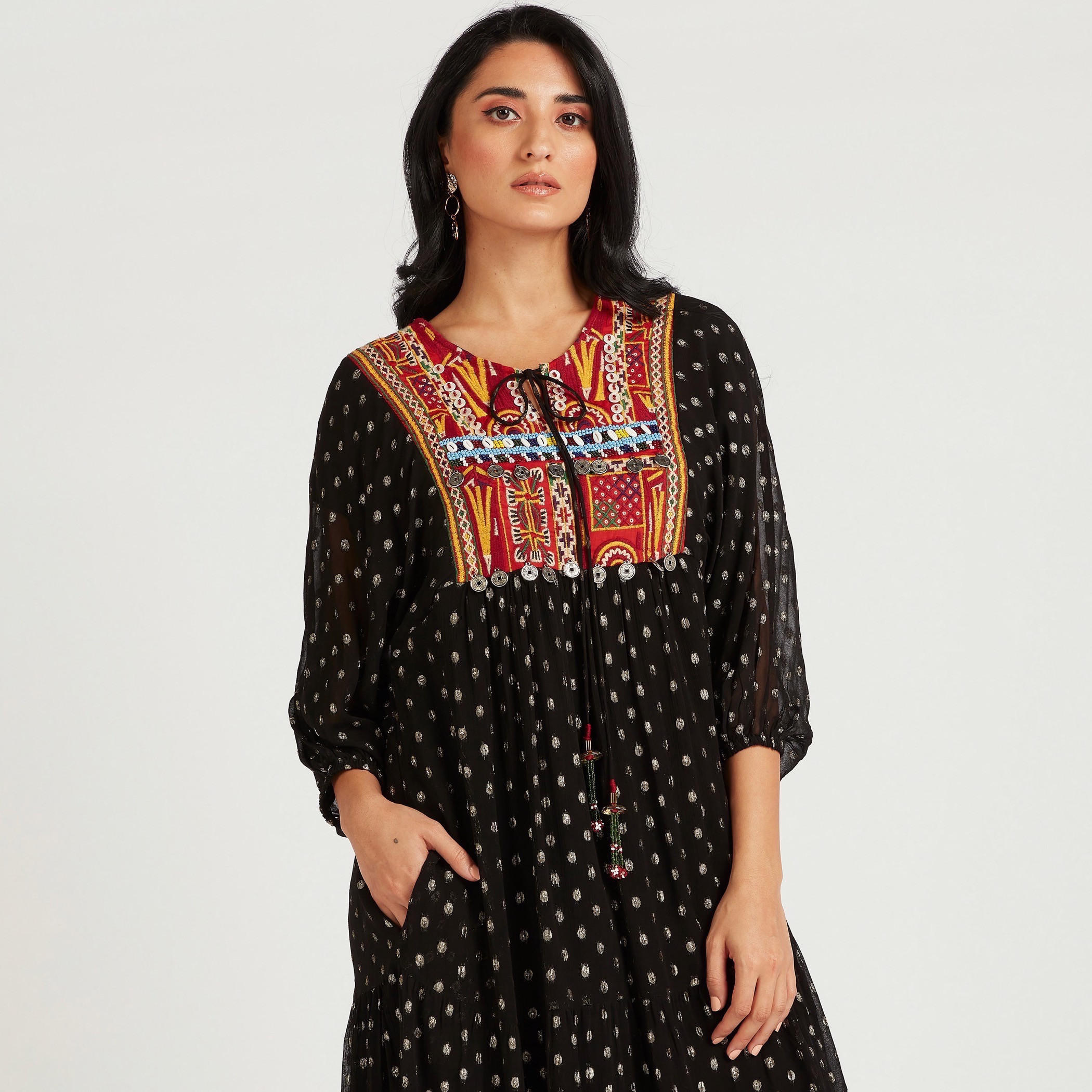 Embroidered Maxi A-line Dress with Long Sleeves-women-clothing-dresses-image-5