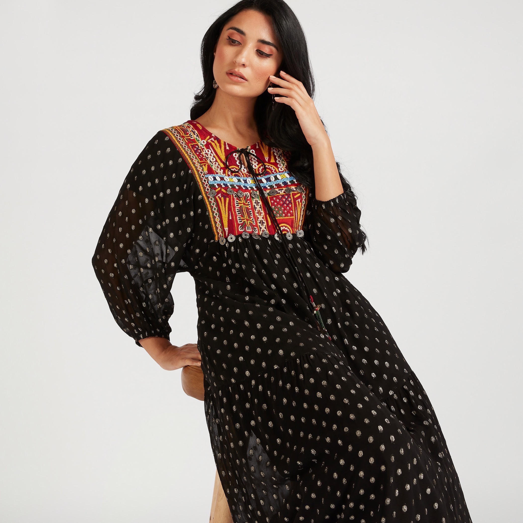 Embroidered Maxi A-line Dress with Long Sleeves-women-clothing-dresses-image-7
