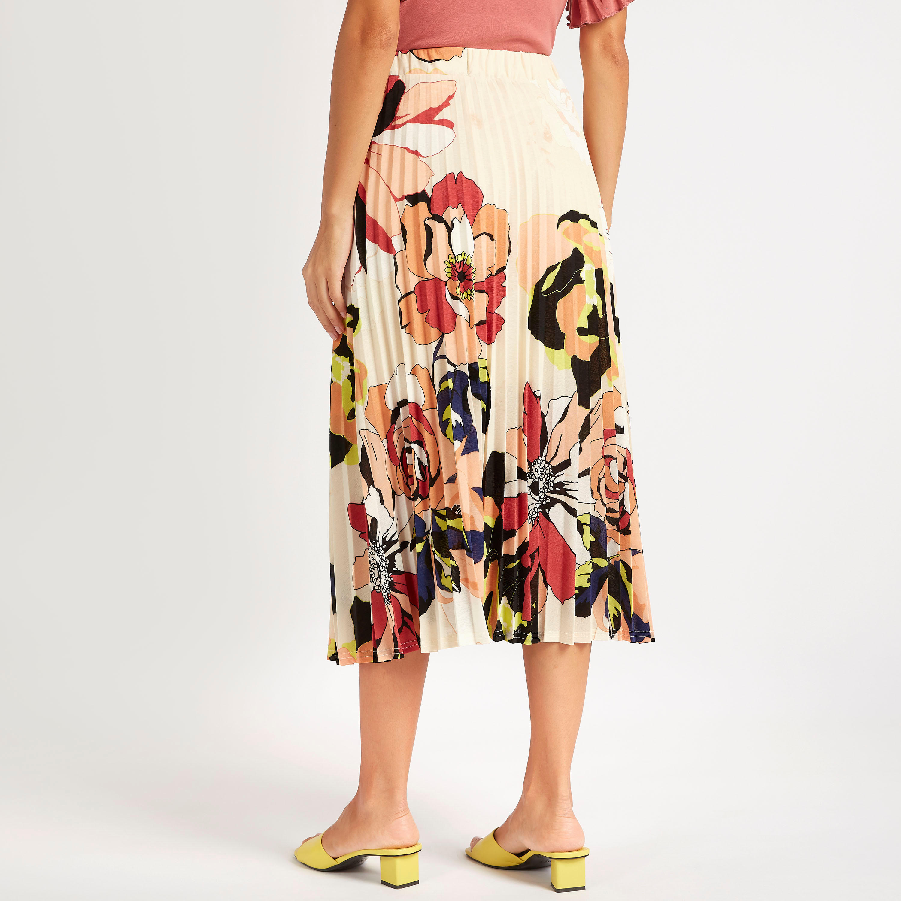 تنورة ميدي إيه لاين بثنايا وطبعات زهور وخصر مطاطي-women-clothing-bottoms-skirts-image-4