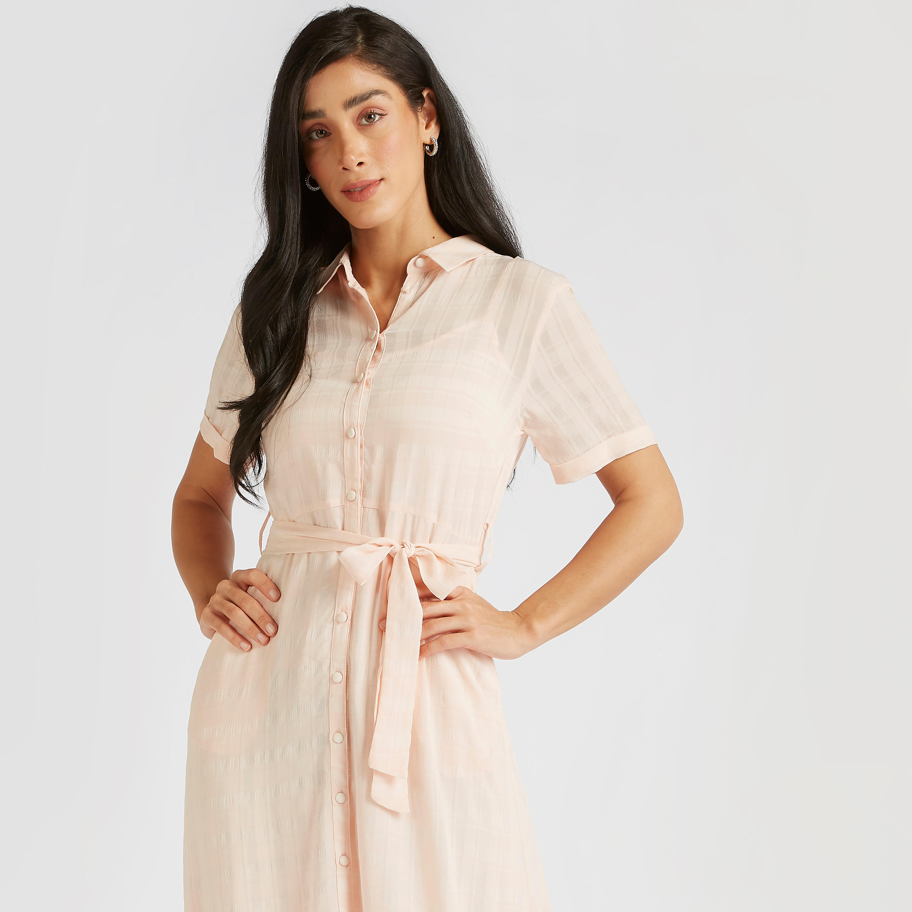Textured A-Line Maxi Dress with Tie-Ups-women-clothing-dresses-image-3