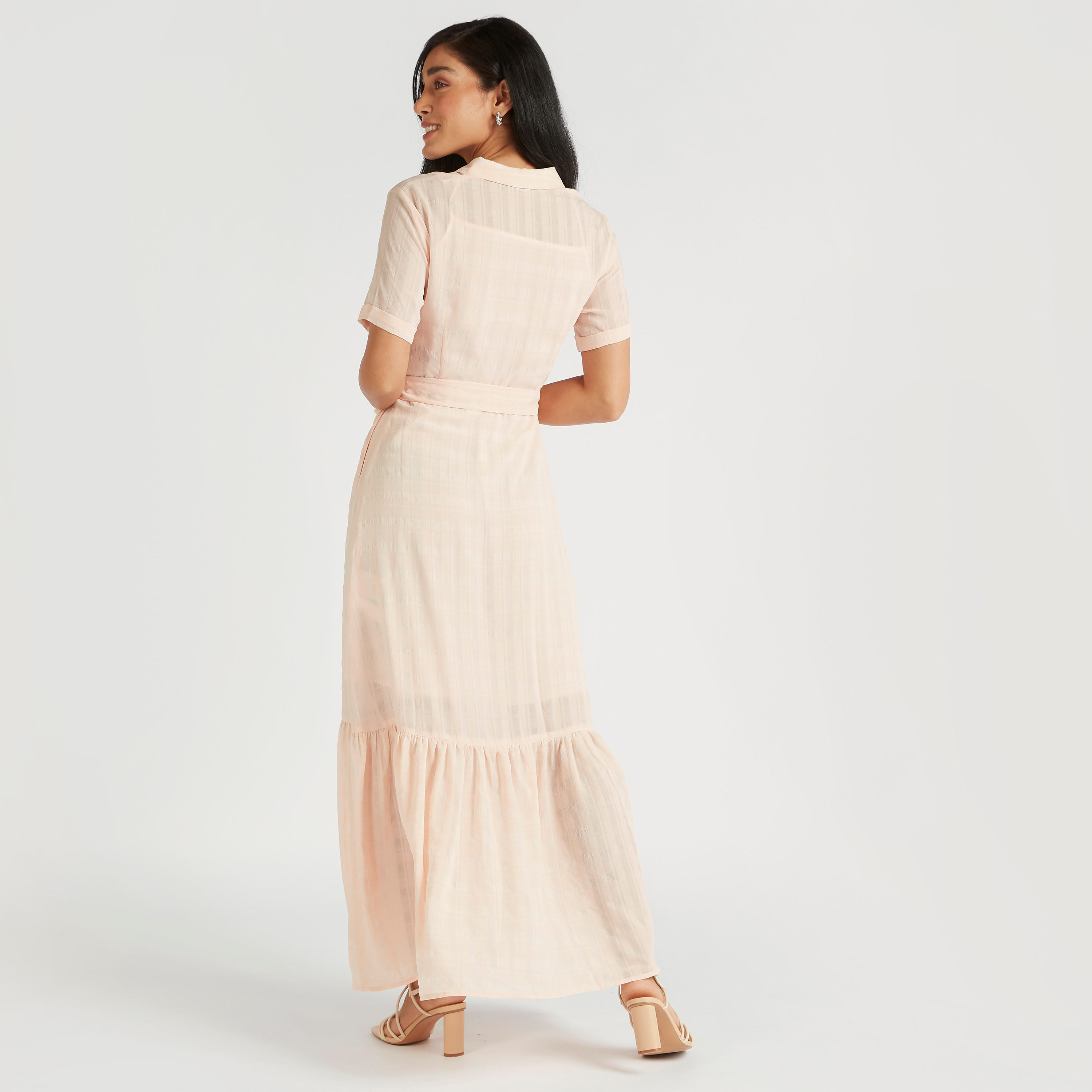 Textured A-Line Maxi Dress with Tie-Ups-women-clothing-dresses-image-4