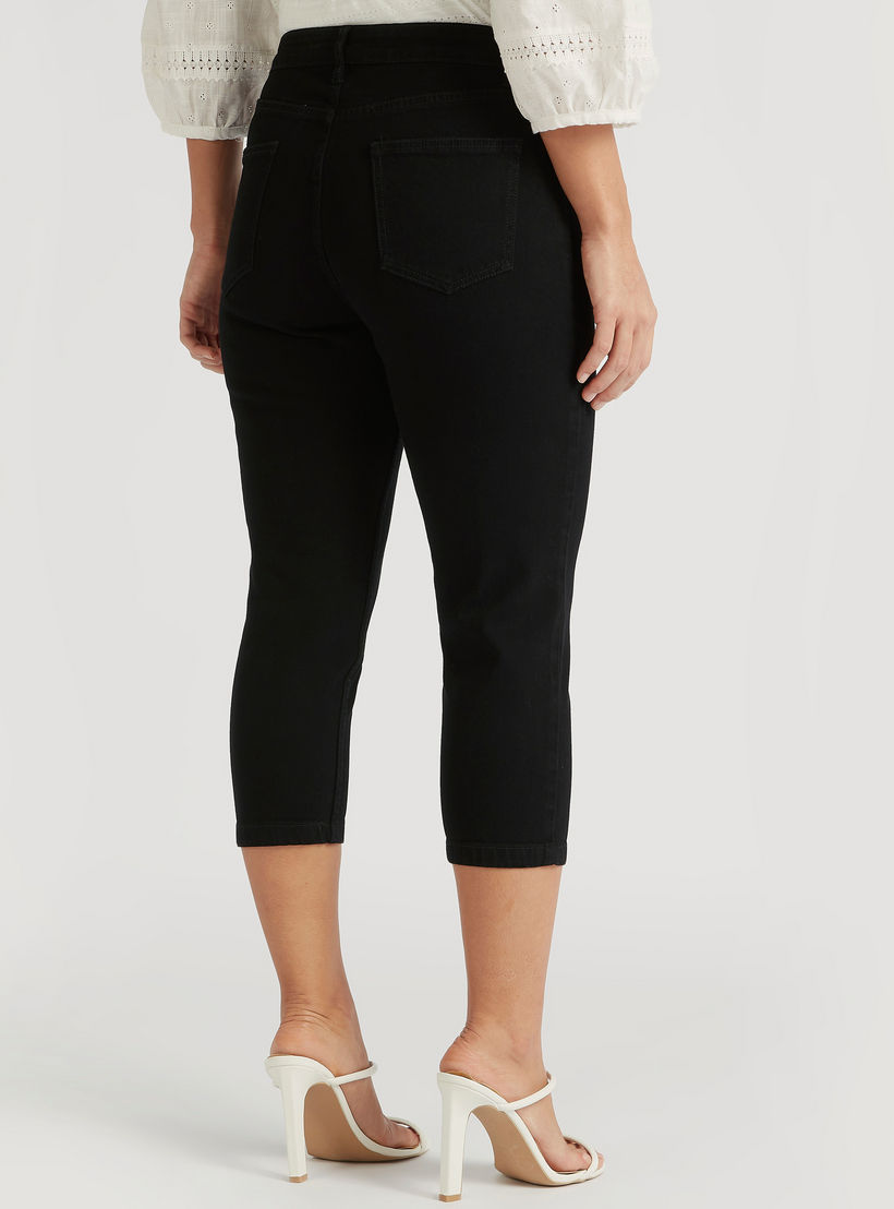 Solid Mid-Rise Capri Jeans with Pockets and Distressed Detail-women-clothing-bottoms-jeans-image-4