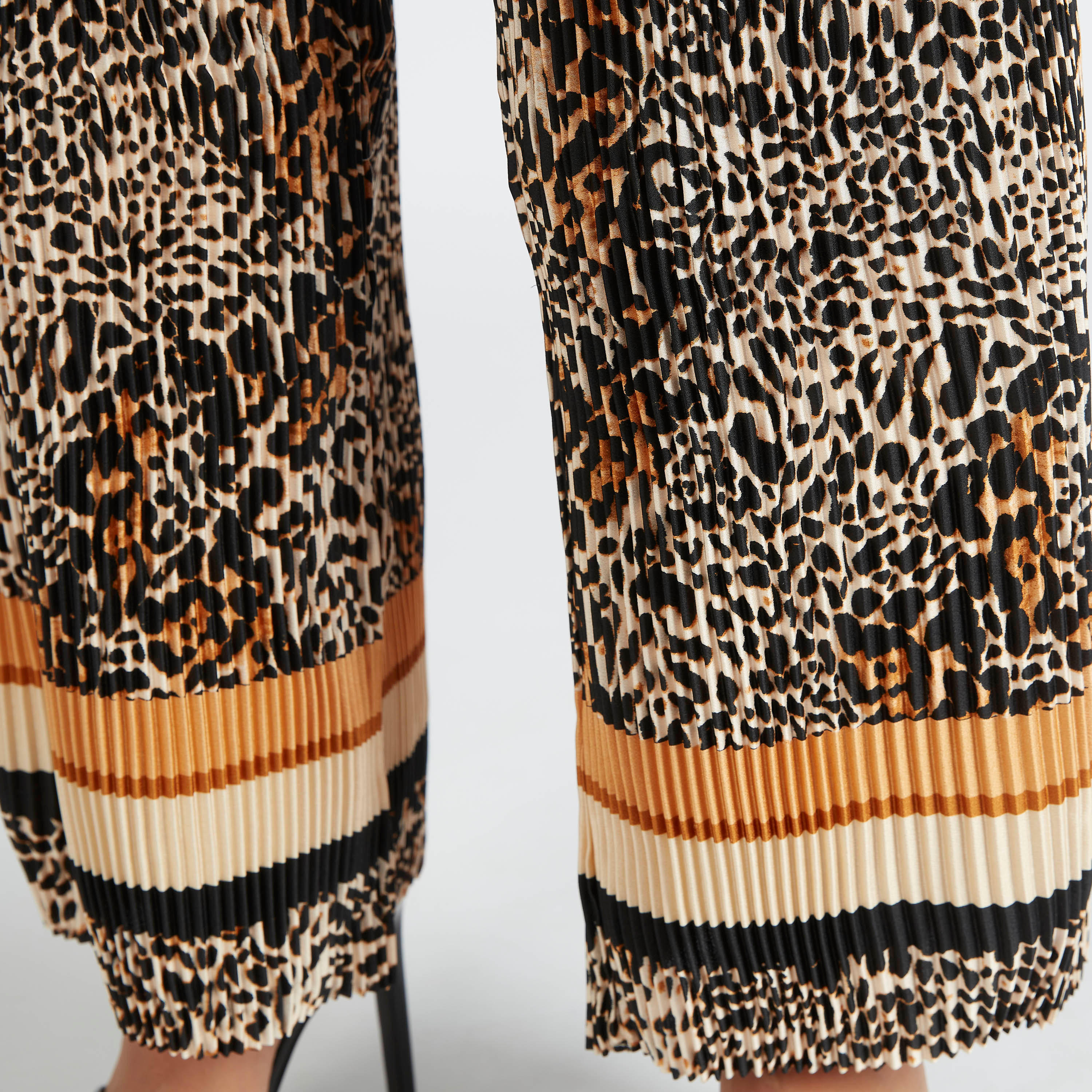 بنطلون بالازو بكشكشة وطبعات حيوانات وخصر متوسّط الارتفاع ورباط إغلاق-women-clothing-bottoms-trousers-image-5