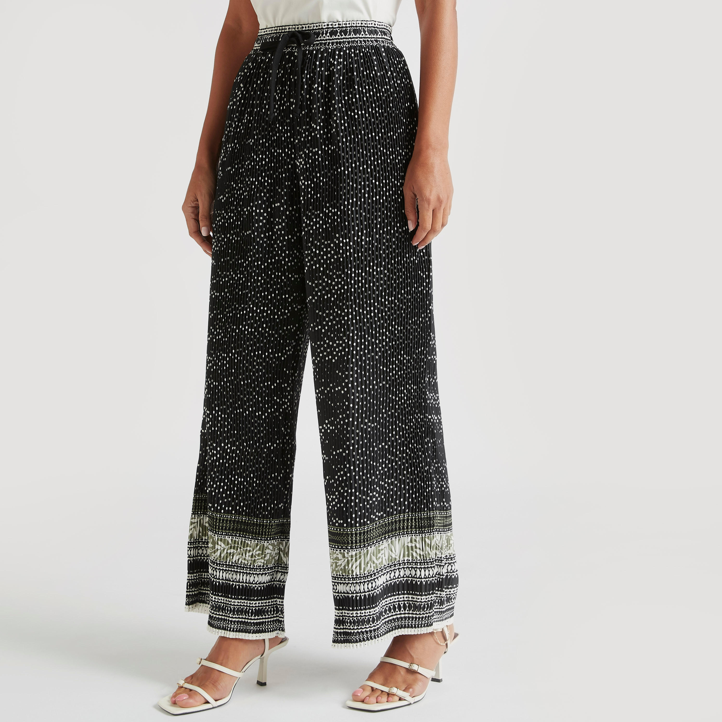 Printed Mid-Rise Palazzo Pants with Drawstring Closure-women-clothing-bottoms-trousers-image-1