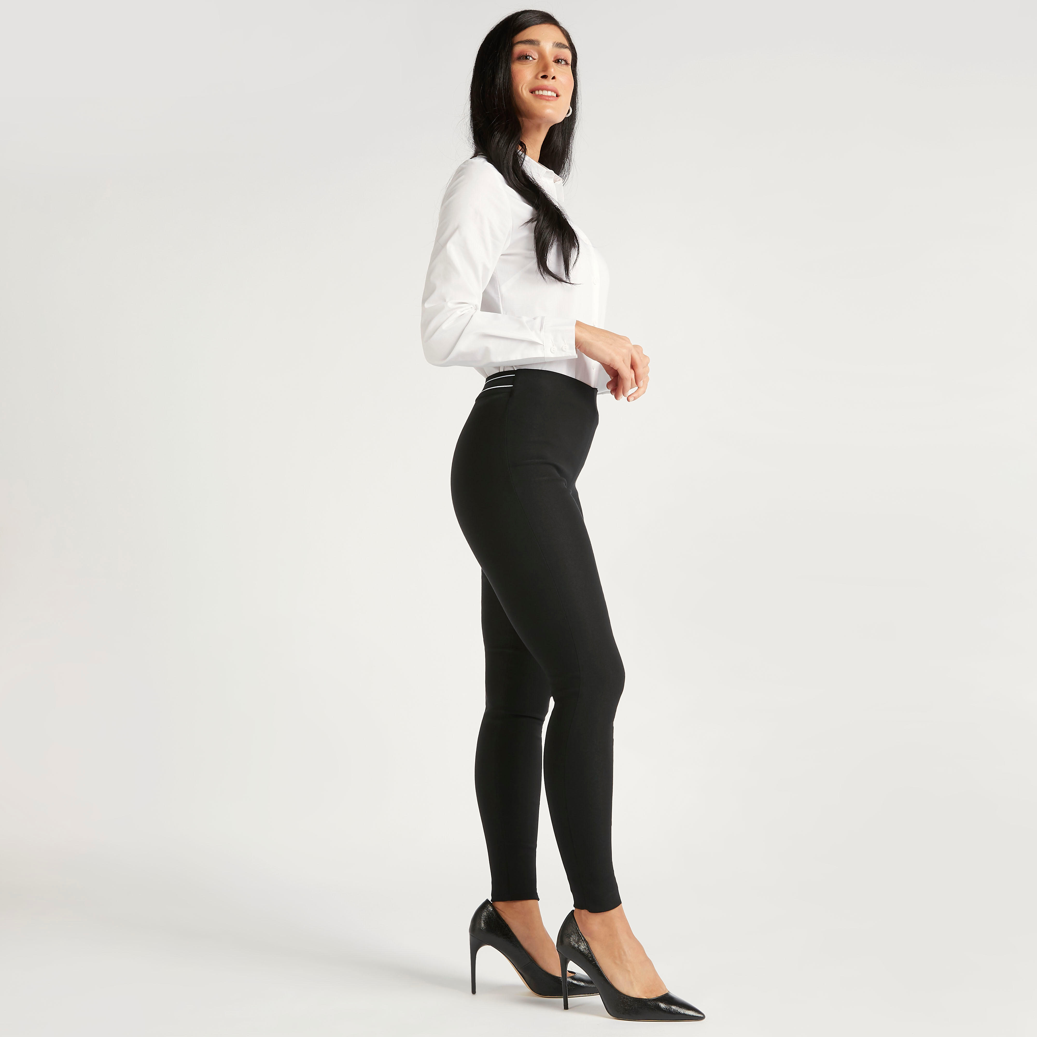 Solid Treggings with Semi Elasticated Waistband-women-clothing-bottoms-trousers-image-5