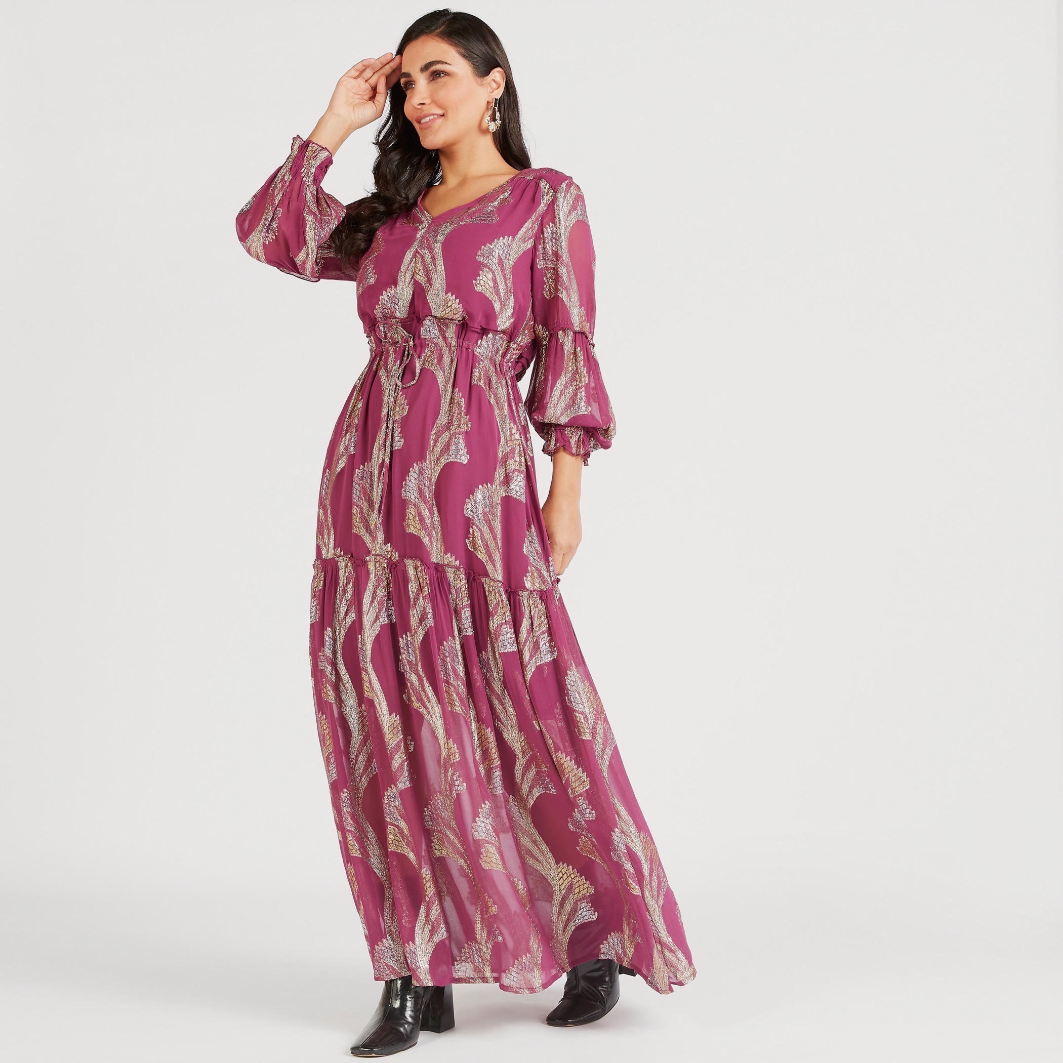 فستان إيه لاين طويل بطبعات أزهار وأربطة-women-clothing-dresses-image-1