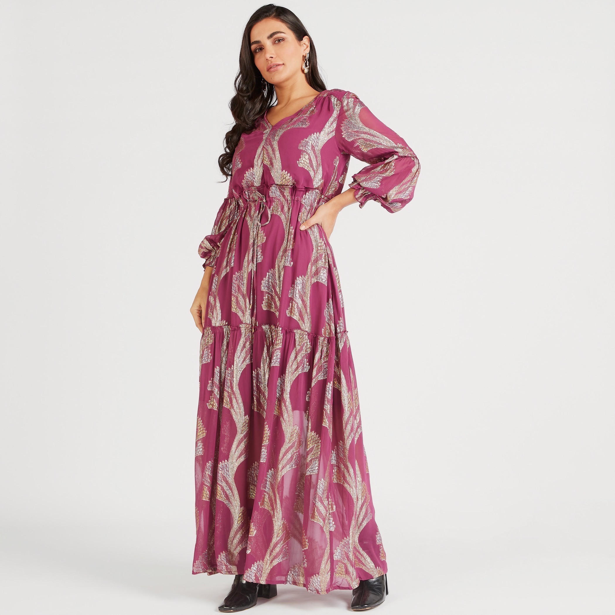 فستان إيه لاين طويل بطبعات أزهار وأربطة-women-clothing-dresses-image-2