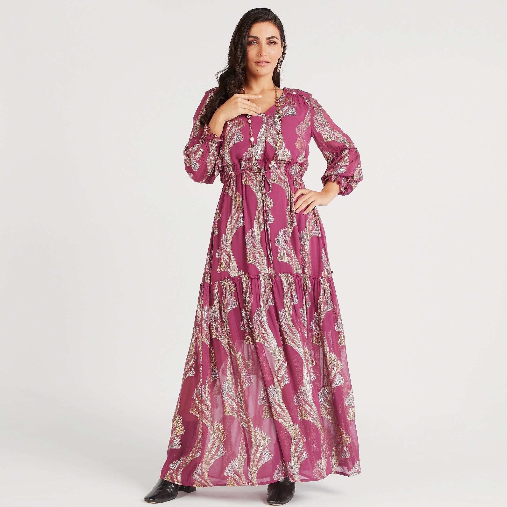 فستان إيه لاين طويل بطبعات أزهار وأربطة-women-clothing-dresses-image-5