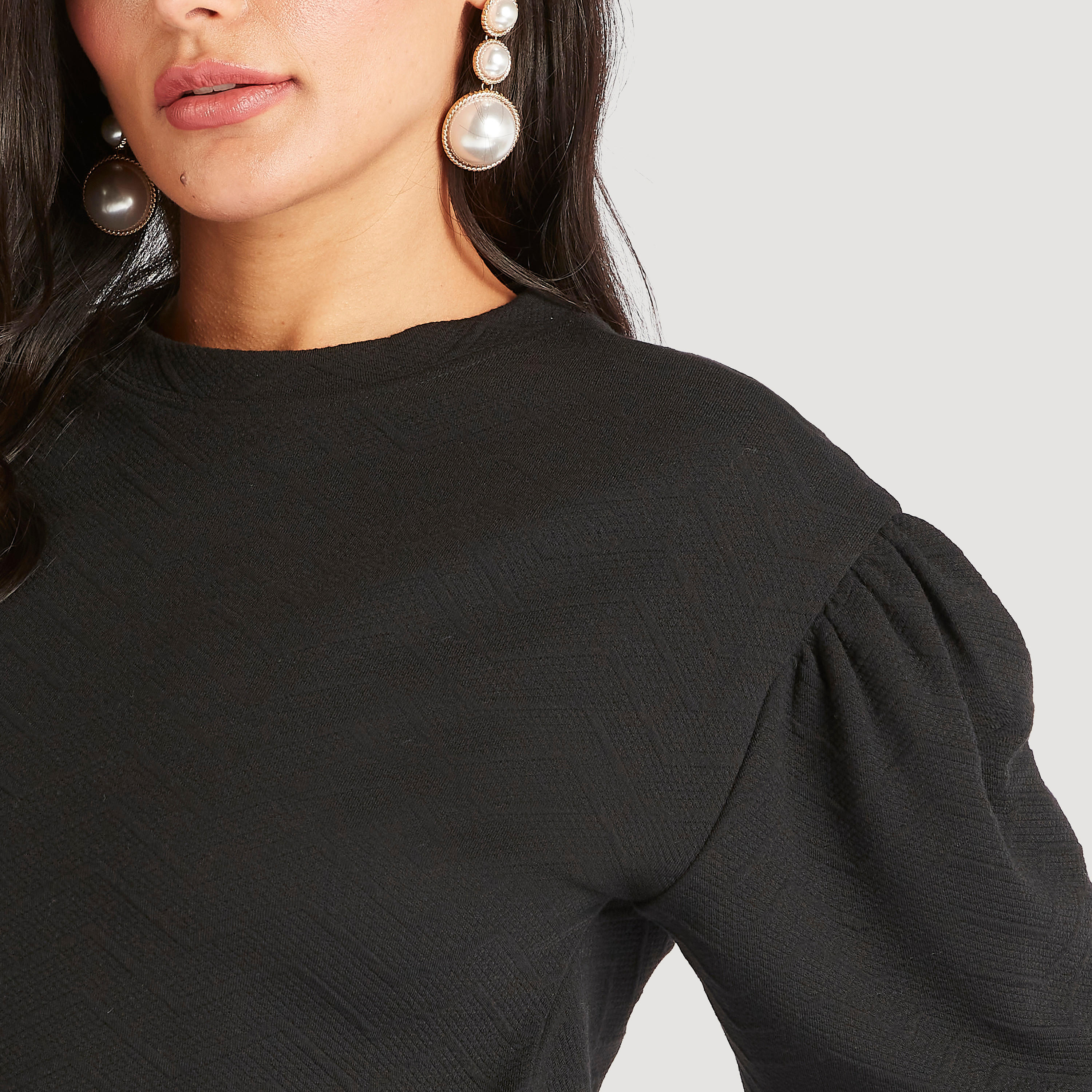 Textured Crew Neck Sweatshirt with Long Sleeves-women-winterwear-hoodiesandsweatshirts-sweatshirts-image-3