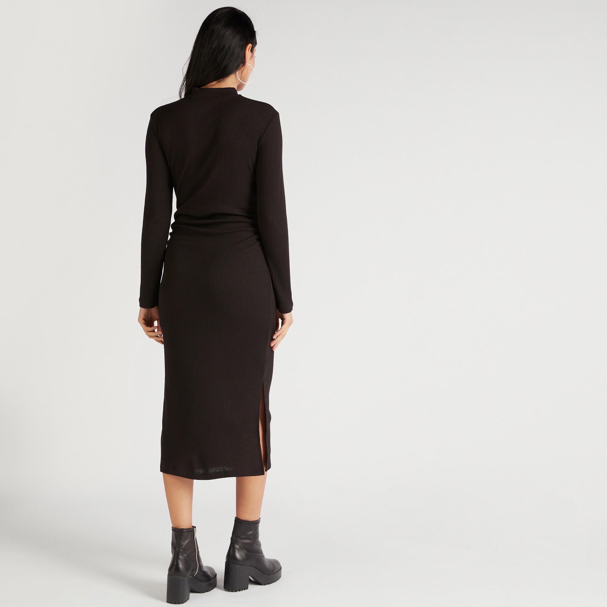 Ribbed Midi Sweater Dress with Long Sleeves-women-clothing-dresses-image-4