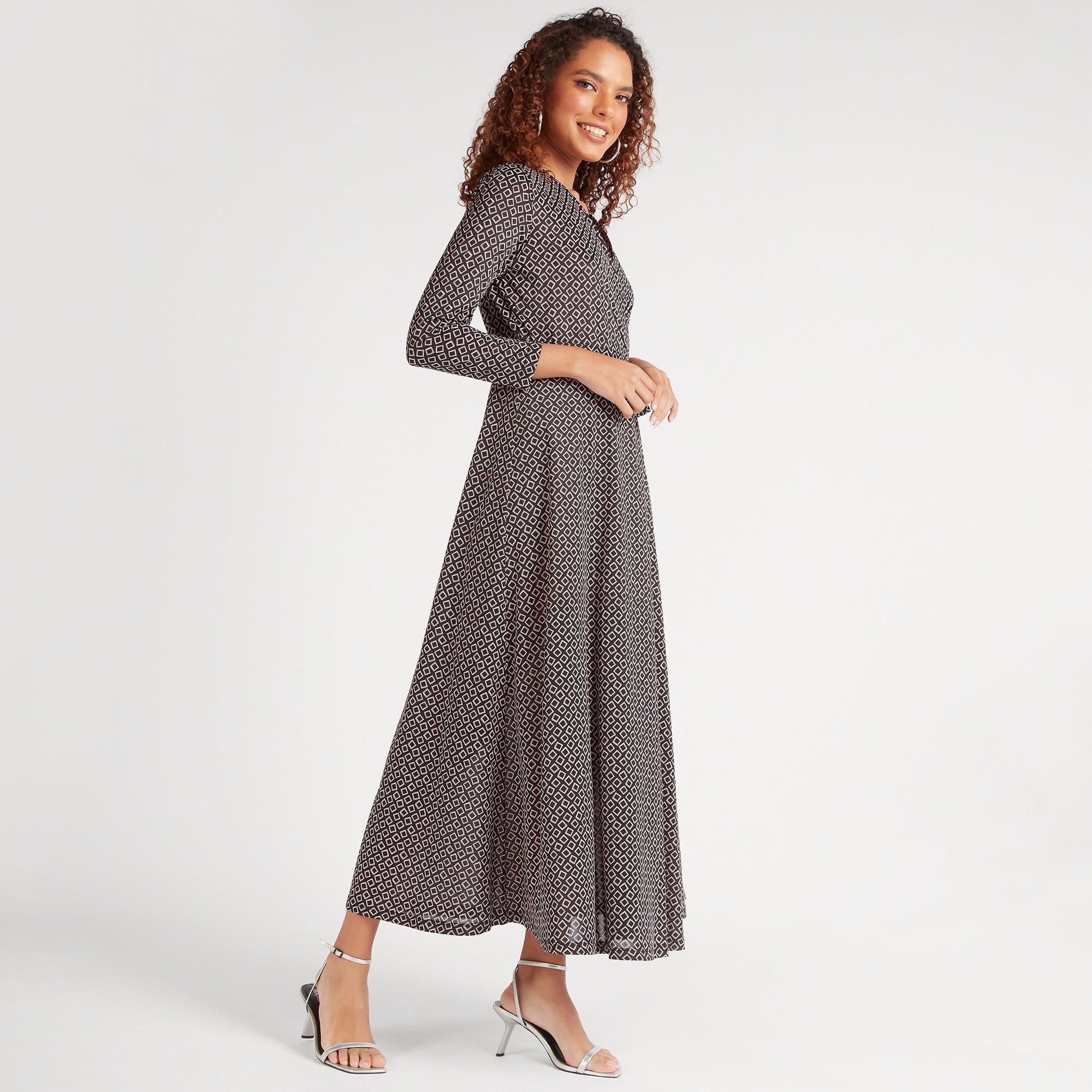 فستان مستدام طويل ملفوف بياقة v وأكمام طويلة-women-clothing-dresses-image-6
