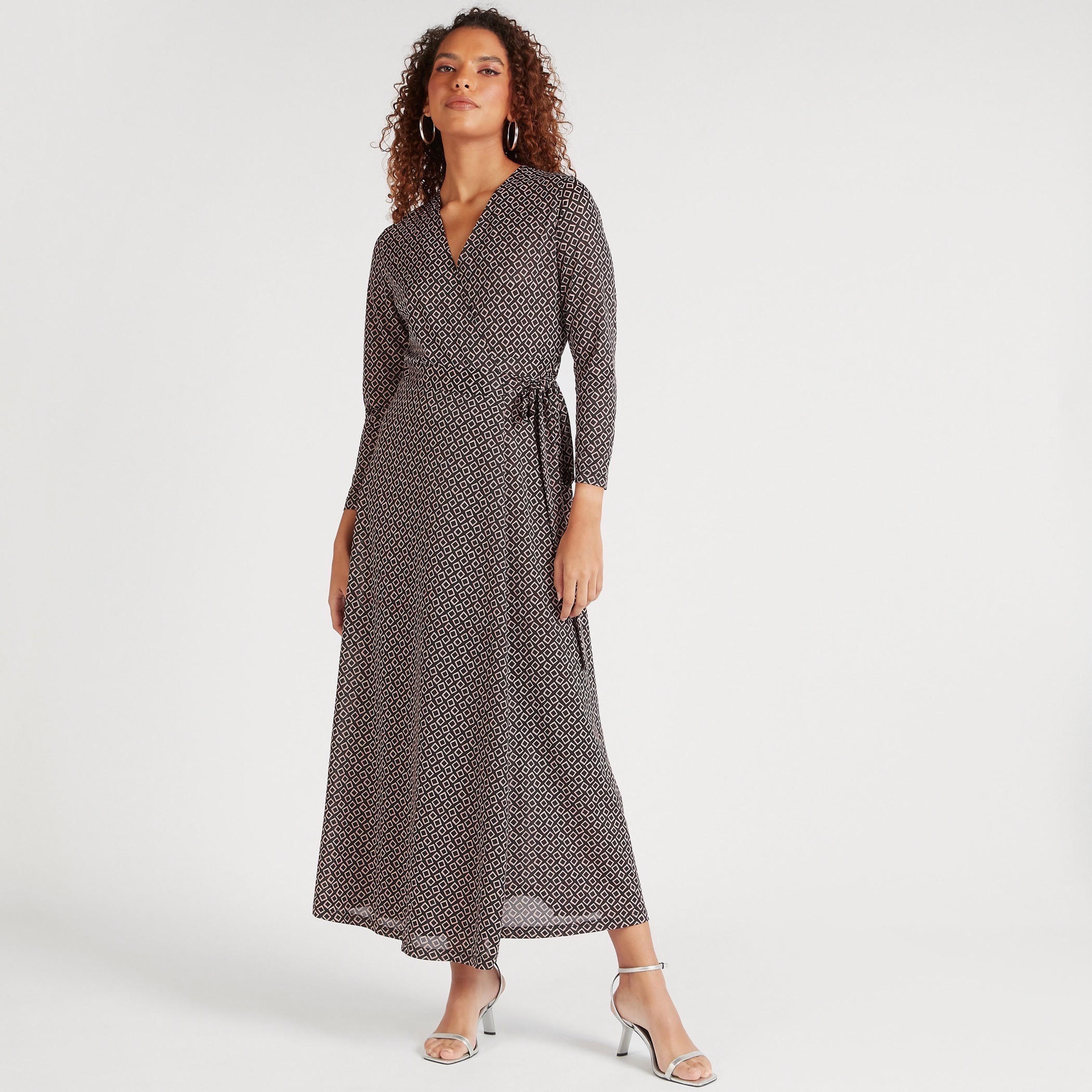 فستان مستدام طويل ملفوف بياقة v وأكمام طويلة-women-clothing-dresses-image-5