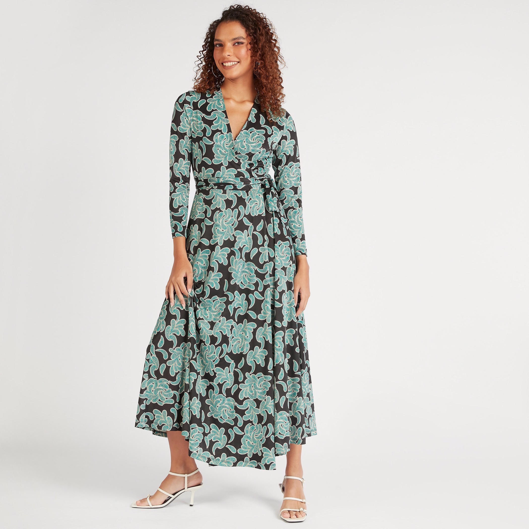 فستان إيه لاين طويل بياقة v وطبعات بيزلي وأكمام طويلة-women-clothing-dresses-image-2