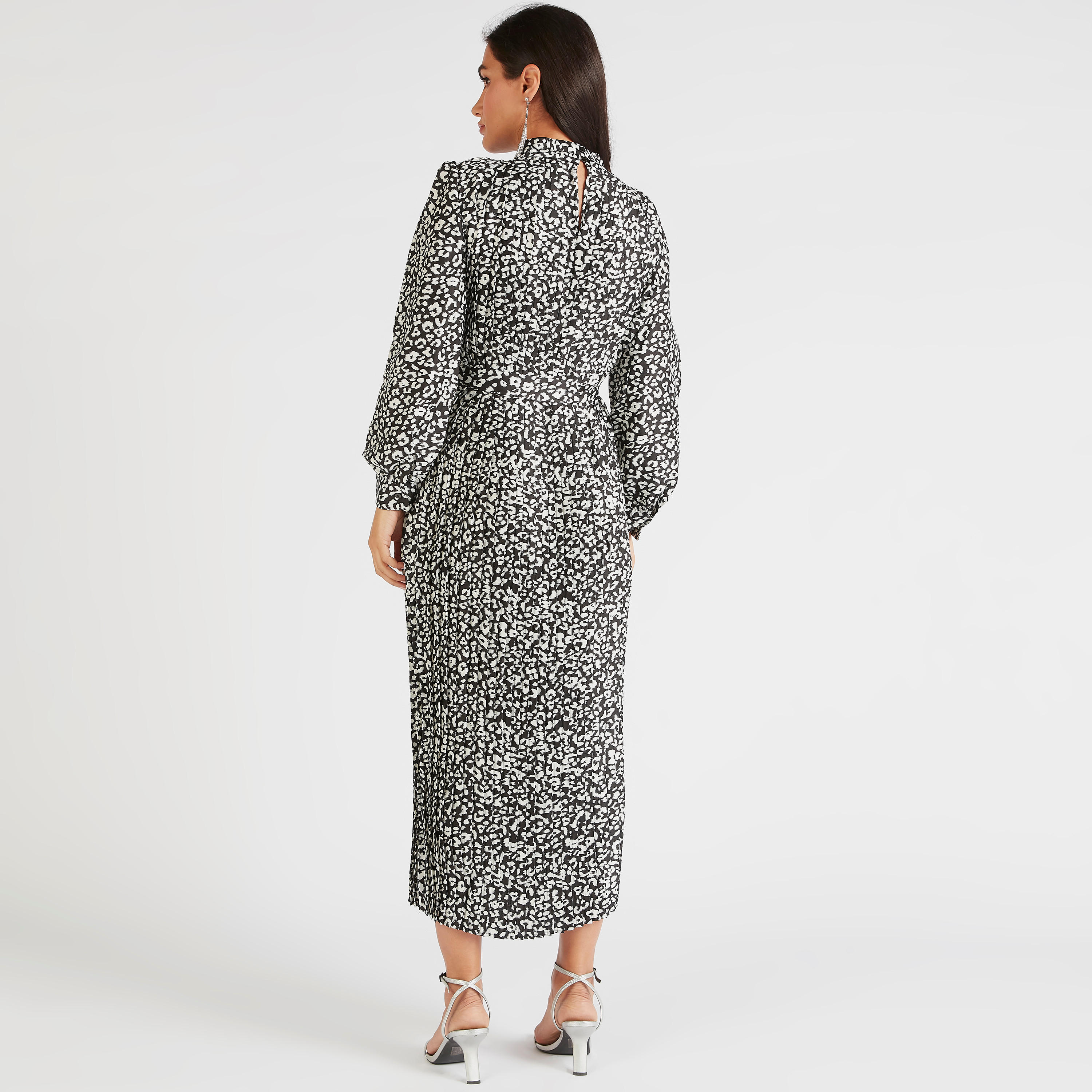 فستان ميدي إيه لاين بطبعات حيوانات وحزام برباط-women-clothing-dresses-image-4